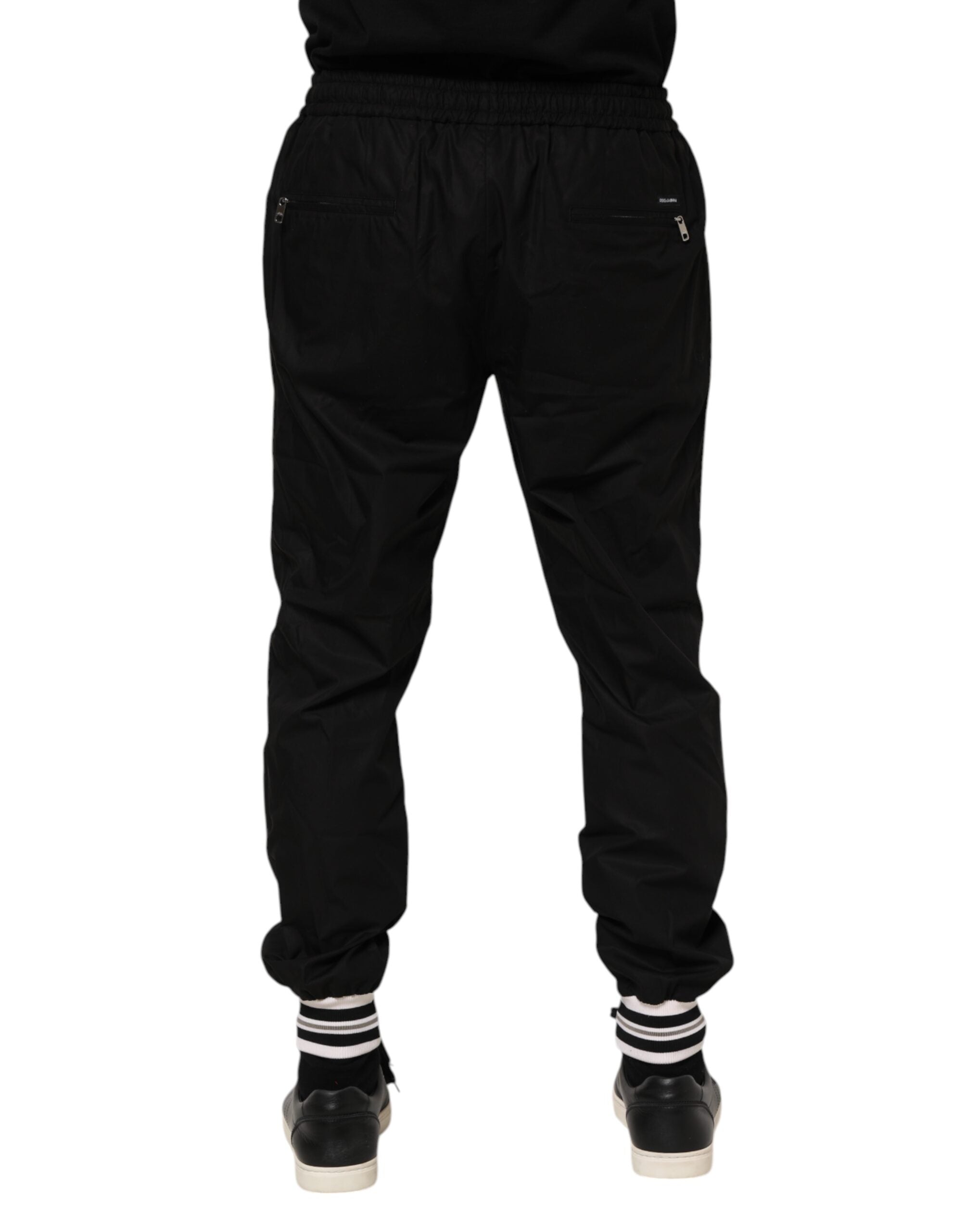 Dolce & Gabbana Schwarzes Baumwoll-Logo-Tape Herren-Jogger-Hose