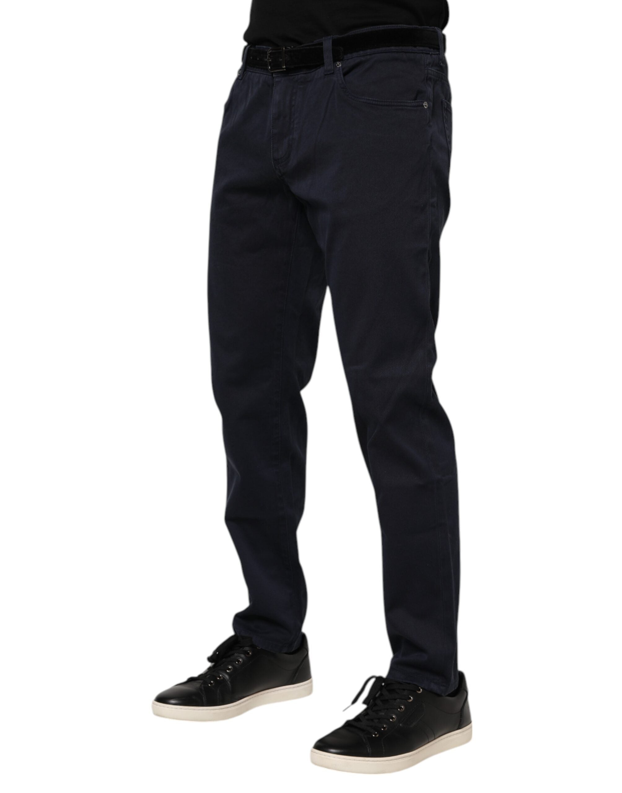 Dolce & Gabbana Blaue konisch zulaufende Denim-Jeans aus Baumwolle