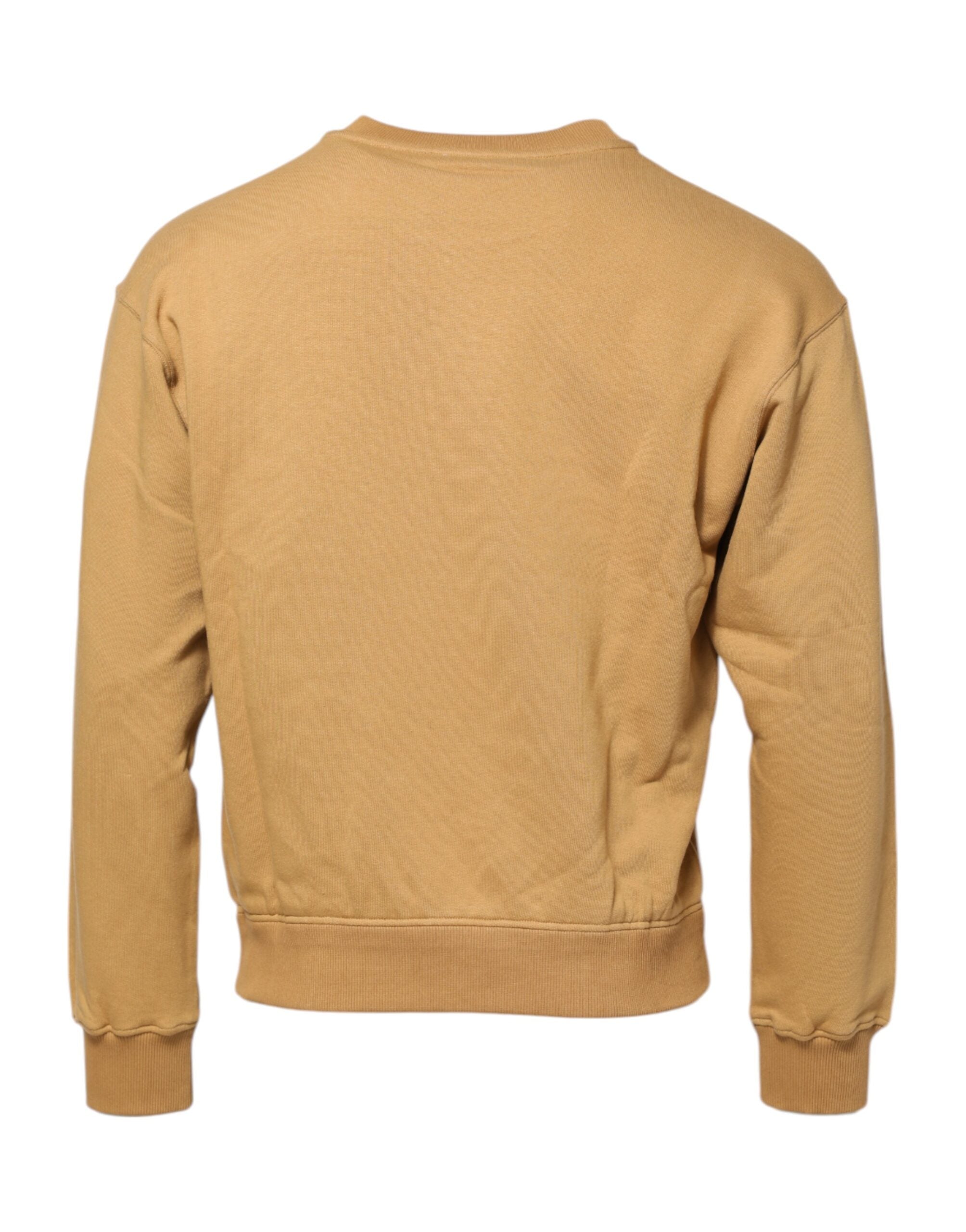 Dolce & Gabbana Senfgelber Pullover aus Baumwolle mit DG-Prägung