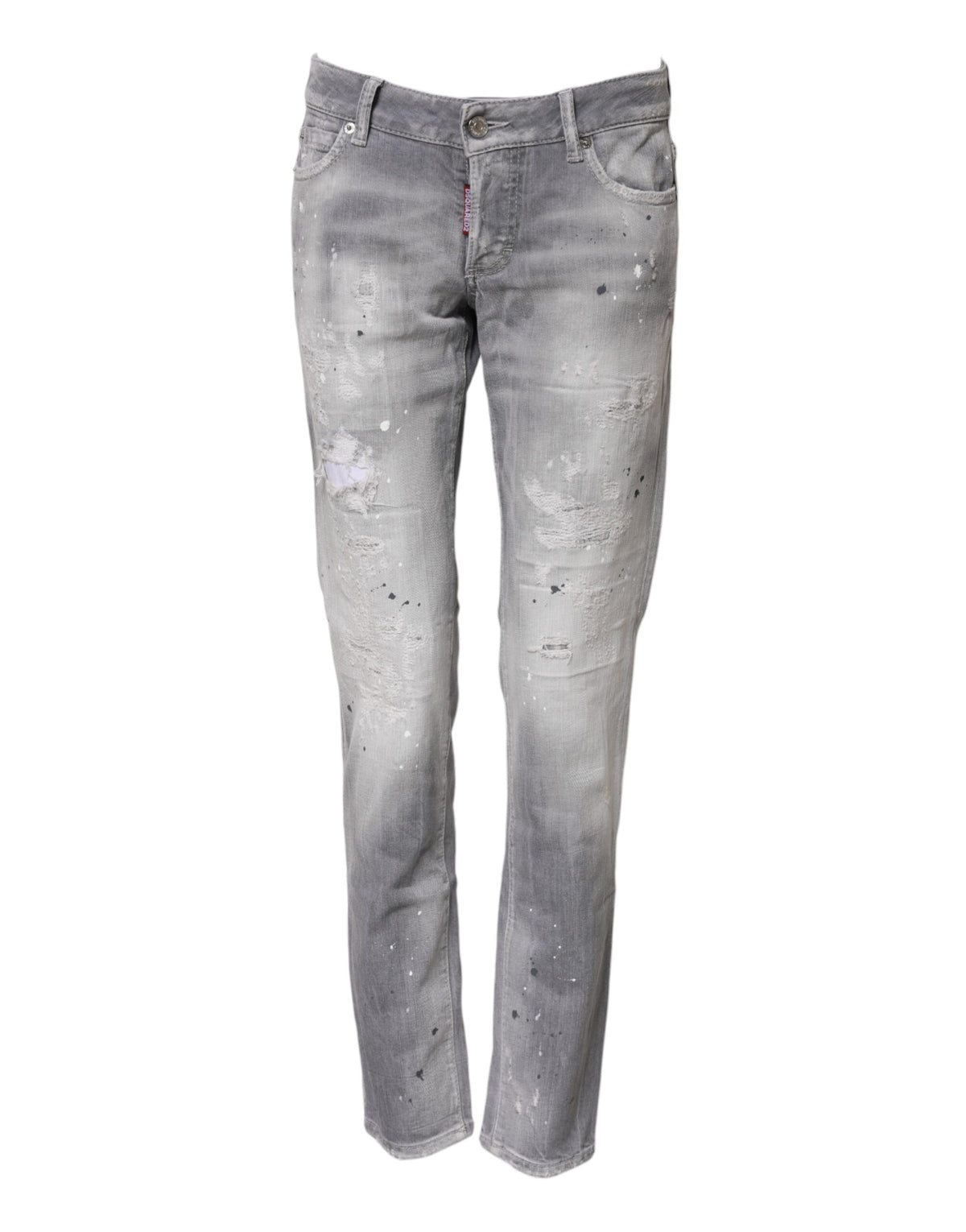 Dsquared² Graue verwaschene Denim-Jeans mit mittlerer Taille, konisch zulaufend