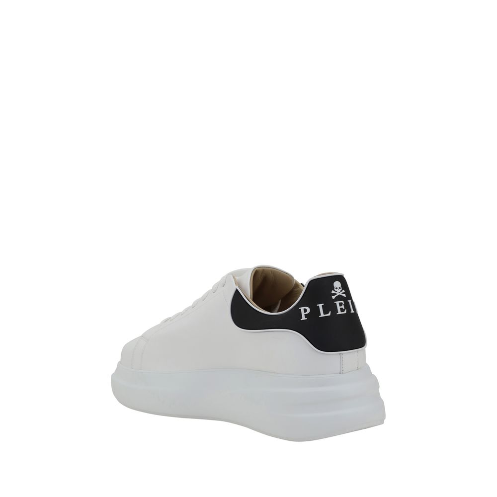 Philipp Plein Weiße Low-Top-Sneaker aus Kalbsleder Bos Taurus