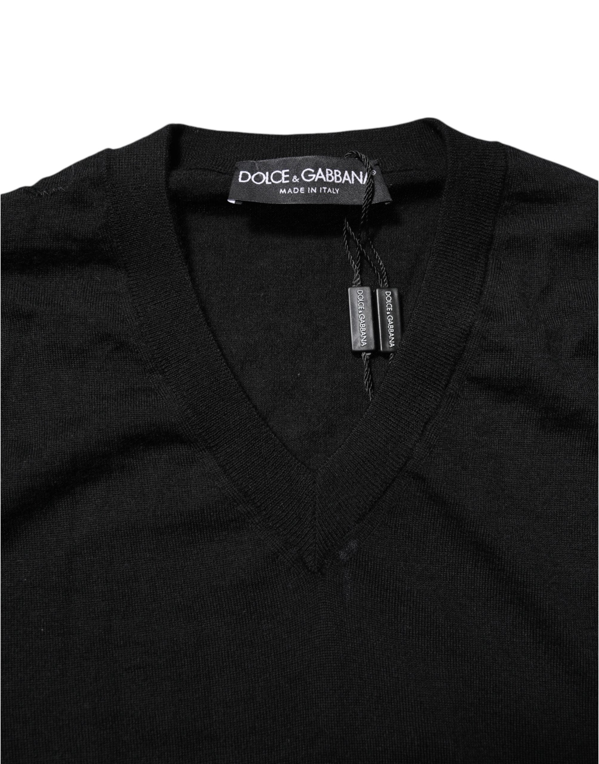 Dolce & Gabbana Dunkelgrauer Pullover mit gesticktem Logo