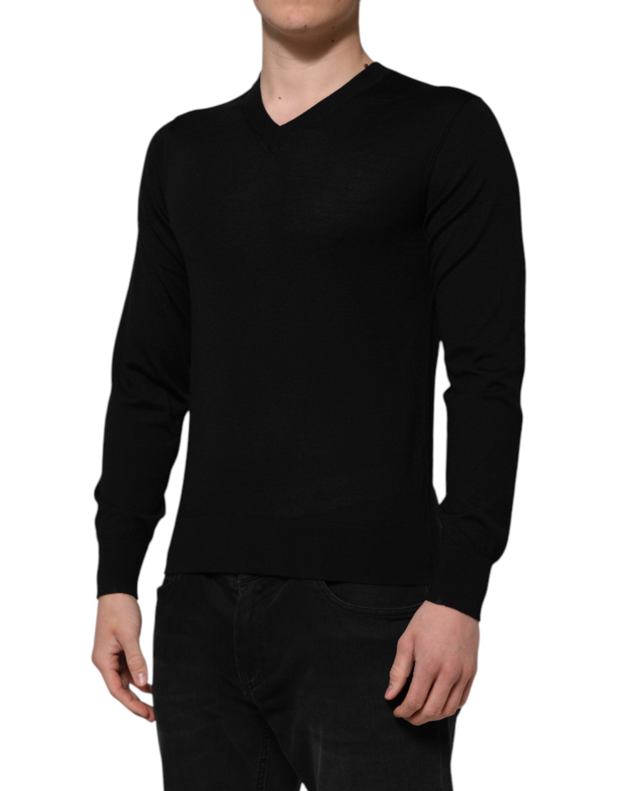 Dolce & Gabbana Dunkelgrauer Pullover mit gesticktem Logo