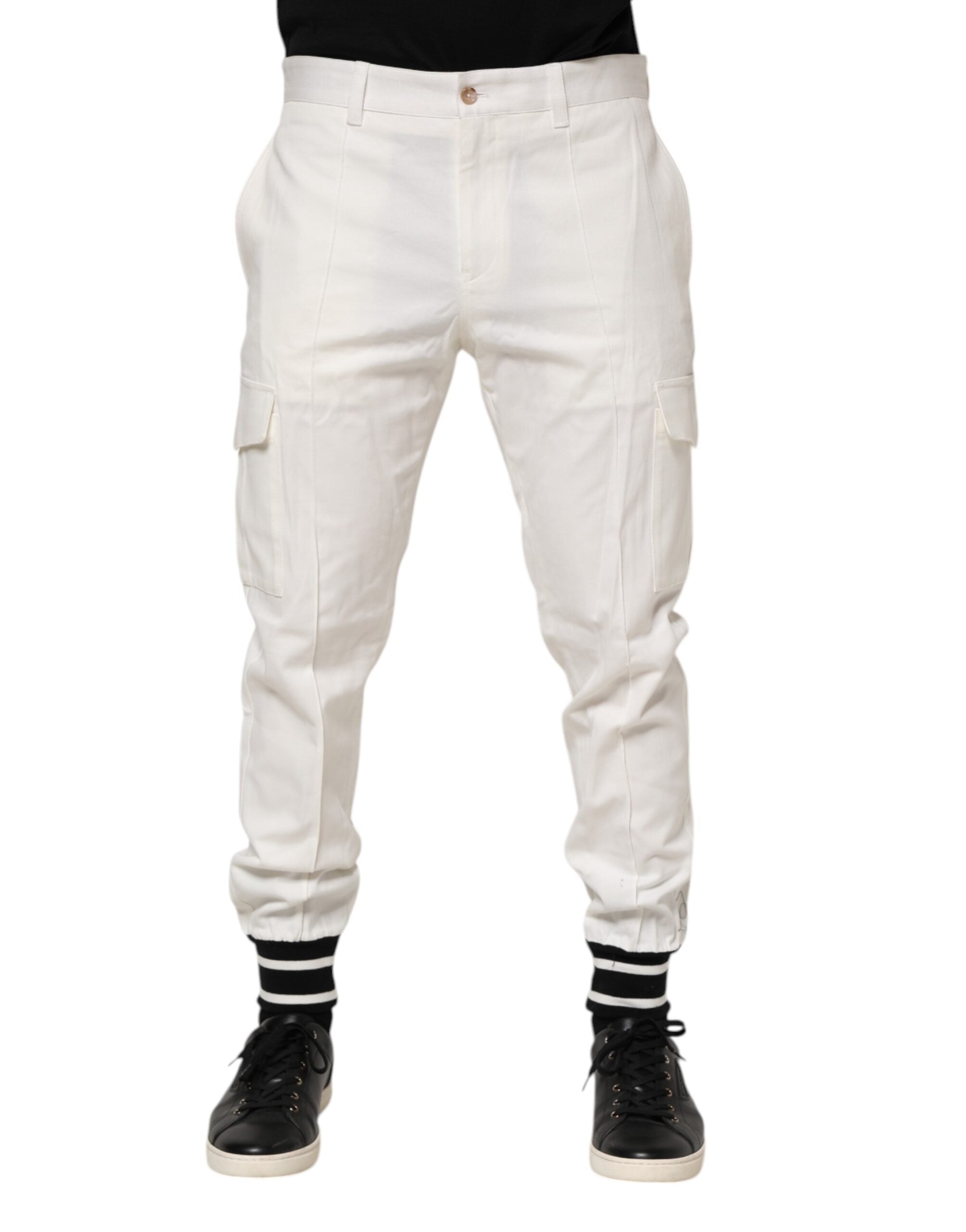 Dolce & Gabbana Weiße Baumwolle Jogger Cargo Skinny Männer Hosen