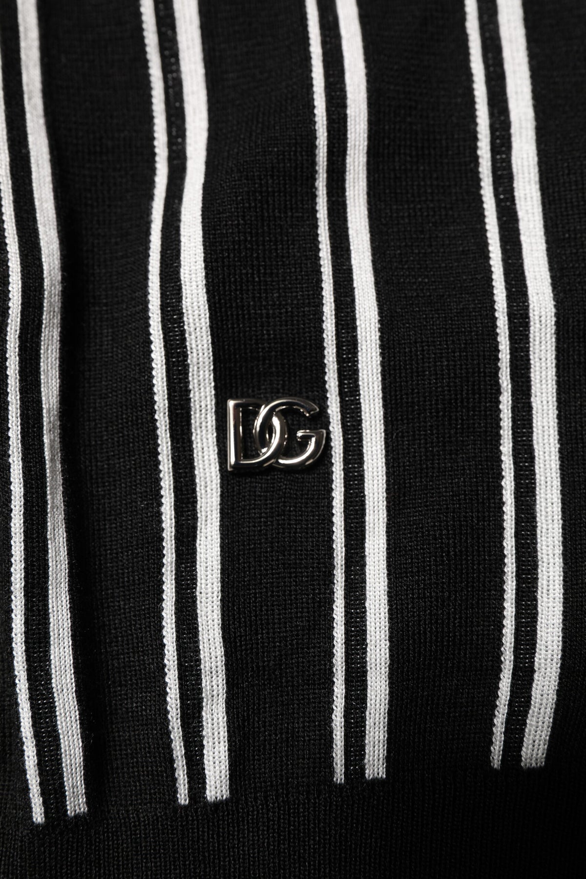 Dolce & Gabbana Schwarz-weiß gestreiftes Polo-T-Shirt mit Kragen