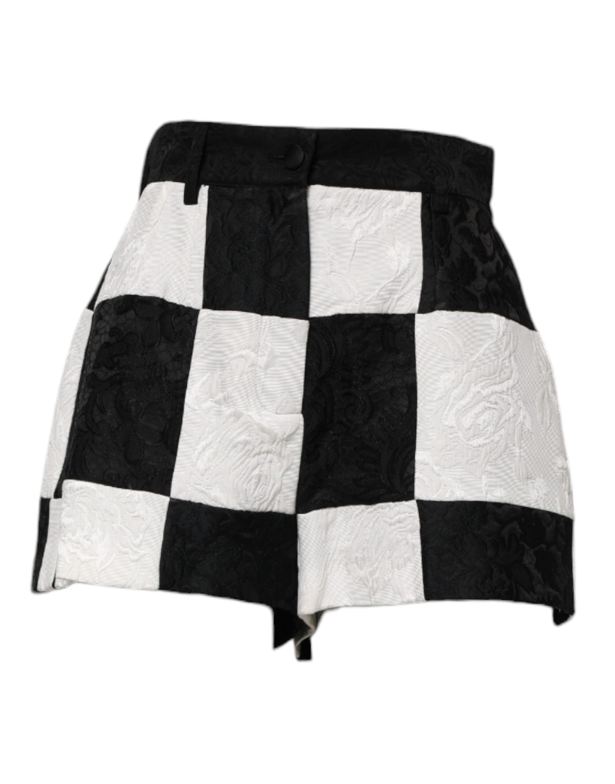 Dolce & Gabbana Schwarz Weiß Floral Brokat Hot Pants Shorts