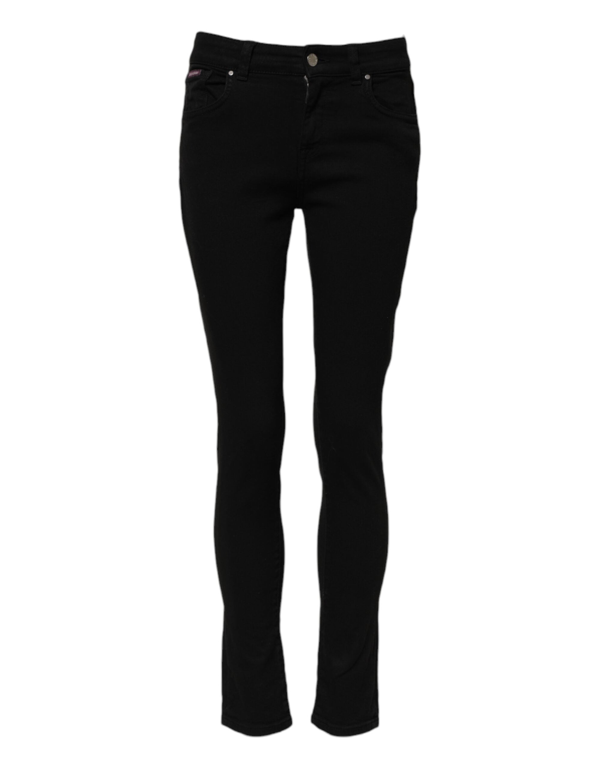 Dolce & Gabbana Schwarze Skinny Jeans aus Baumwolldenim mit mittlerer Bundhöhe