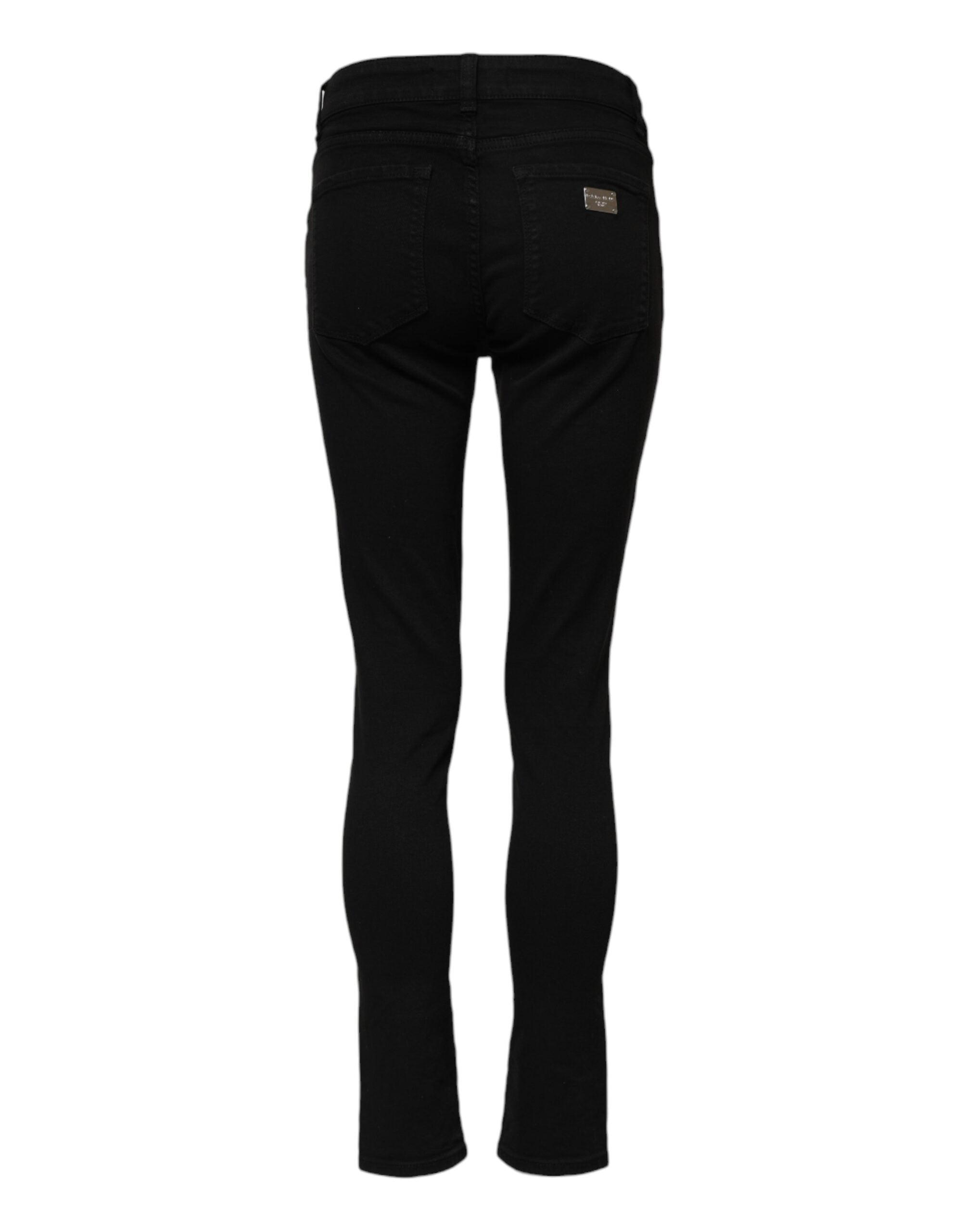 Dolce & Gabbana Schwarze Skinny Jeans aus Baumwolldenim mit mittlerer Bundhöhe