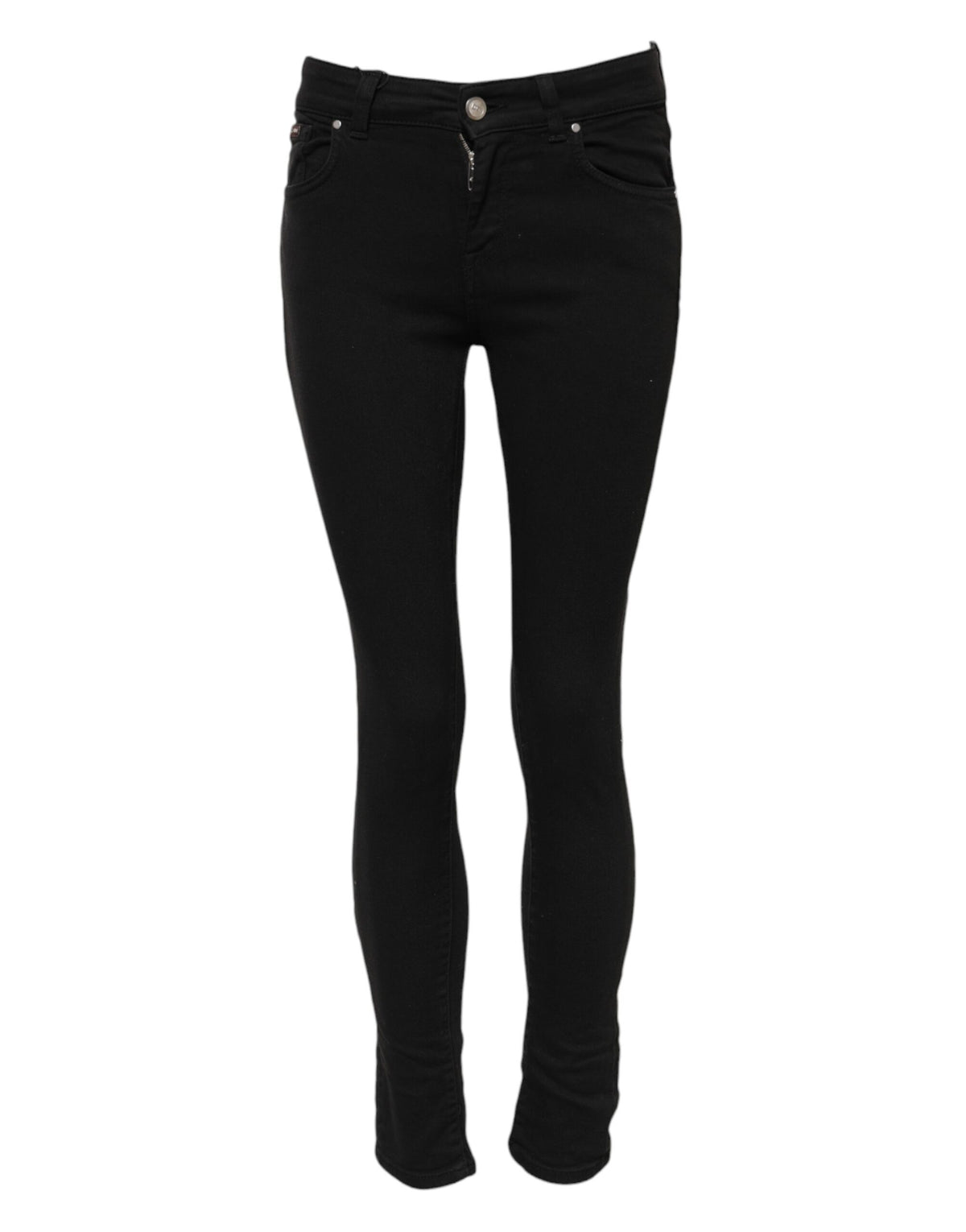 Dolce & Gabbana Schwarze Skinny Jeans aus Baumwolldenim mit mittlerer Bundhöhe