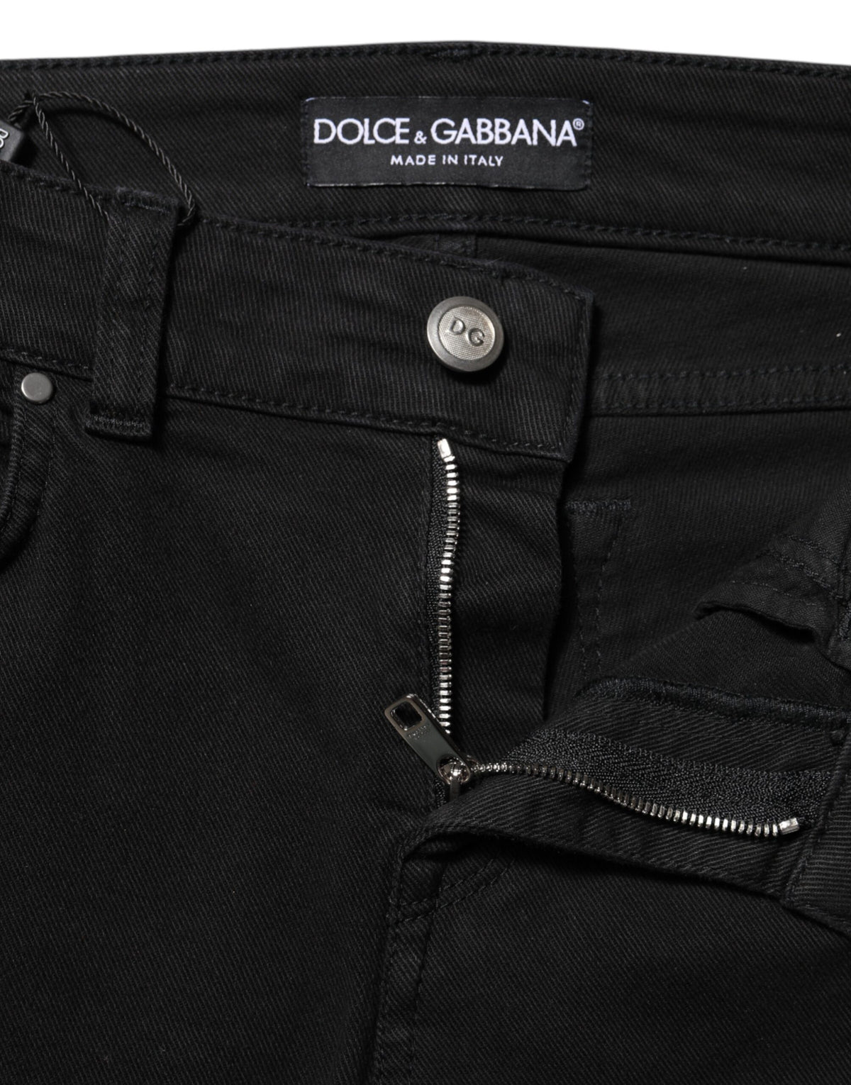 Dolce & Gabbana Schwarze Skinny Jeans aus Baumwolldenim mit mittlerer Bundhöhe