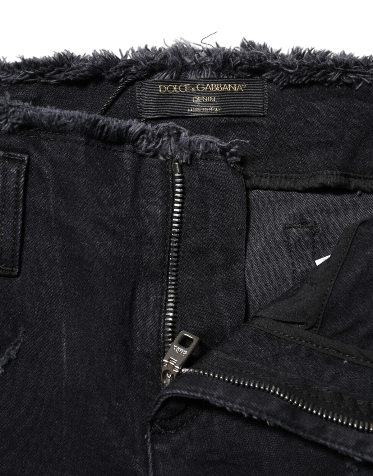 Dolce & Gabbana Schwarze zerfledderte Skinny Denim Jeans aus Baumwolle