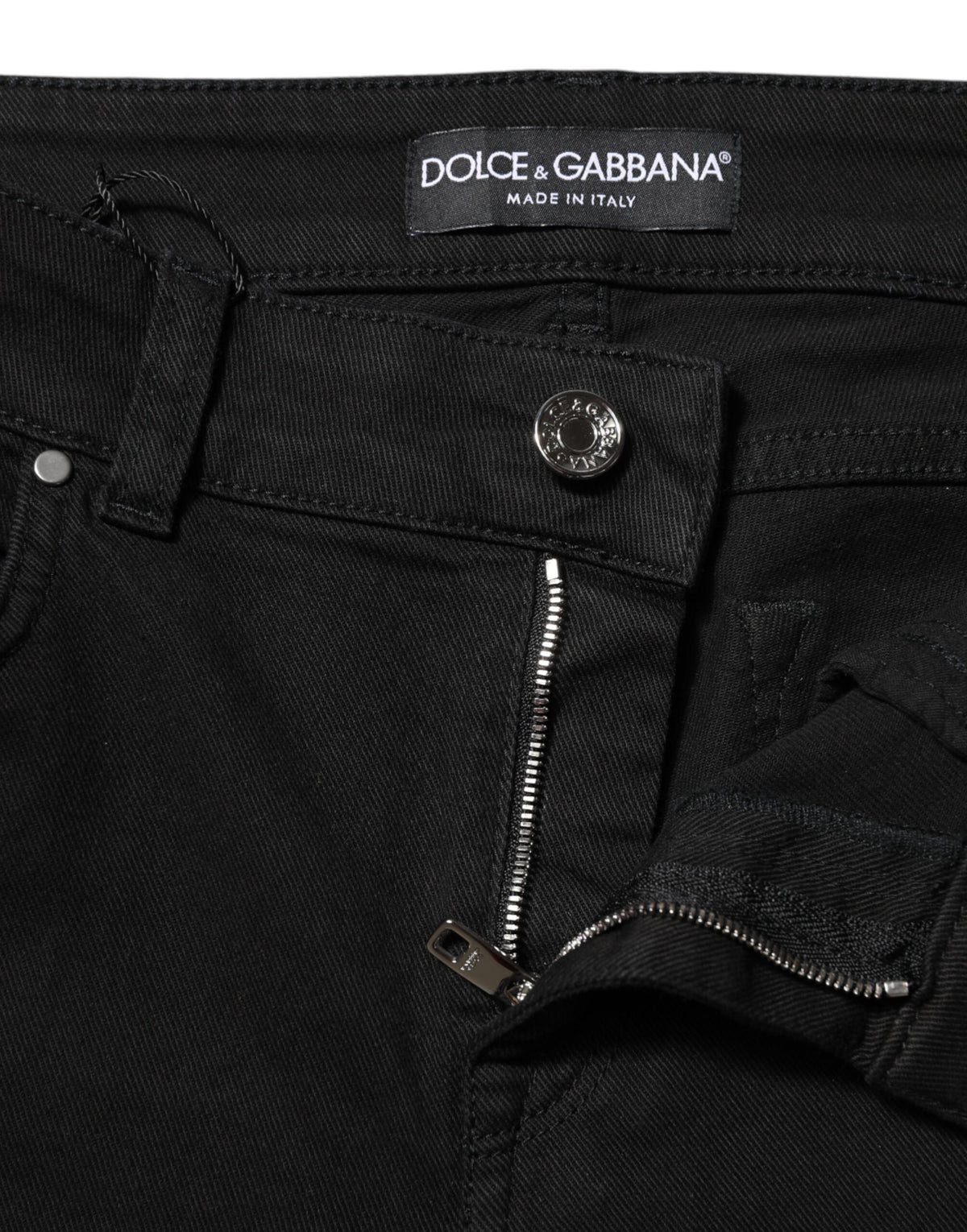 Dolce & Gabbana Schwarze Skinny Jeans aus Baumwolldenim mit mittlerer Bundhöhe