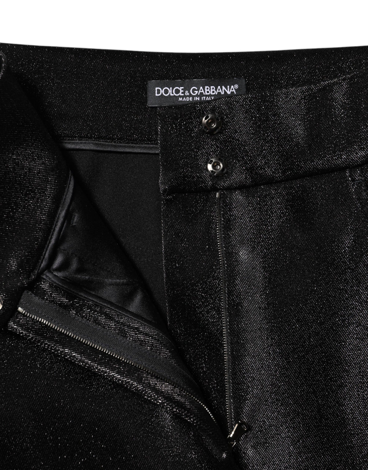 Dolce & Gabbana Schwarze Baumwoll-Stretch-Lurexfäden-Skinny-Hose