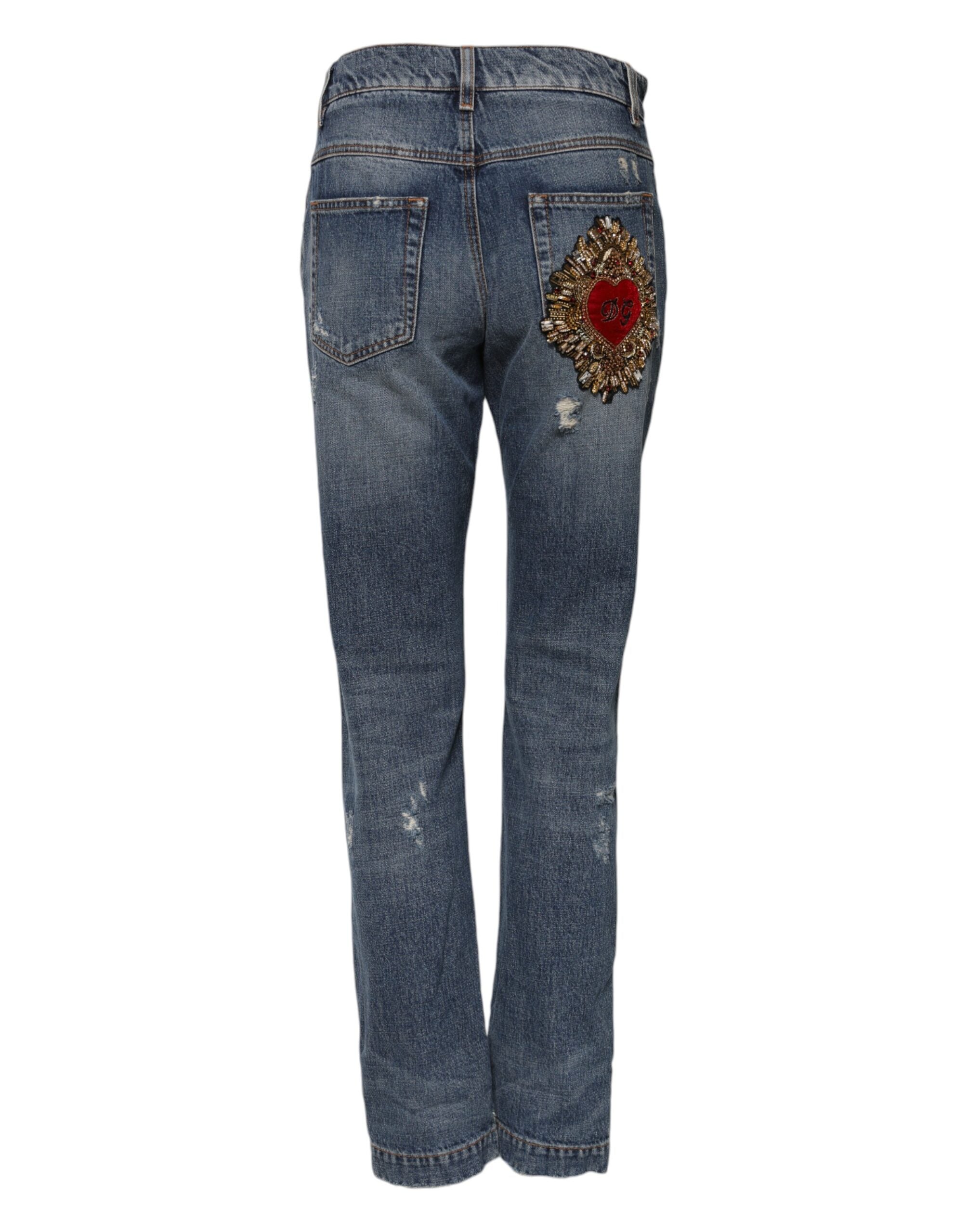 Dolce & Gabbana Blaue Boyfriend-Jeans aus zerfetztem Denim