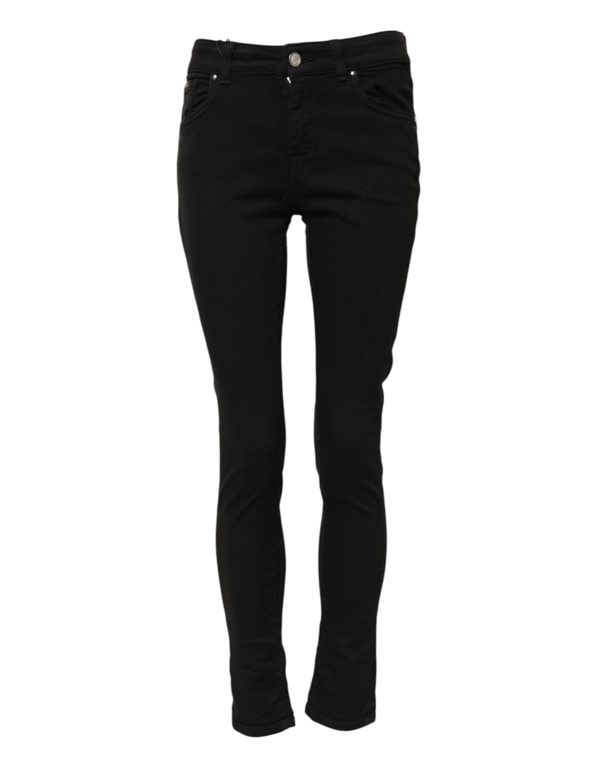 Dolce & Gabbana Schwarze Skinny Jeans aus Baumwolldenim mit mittlerer Bundhöhe