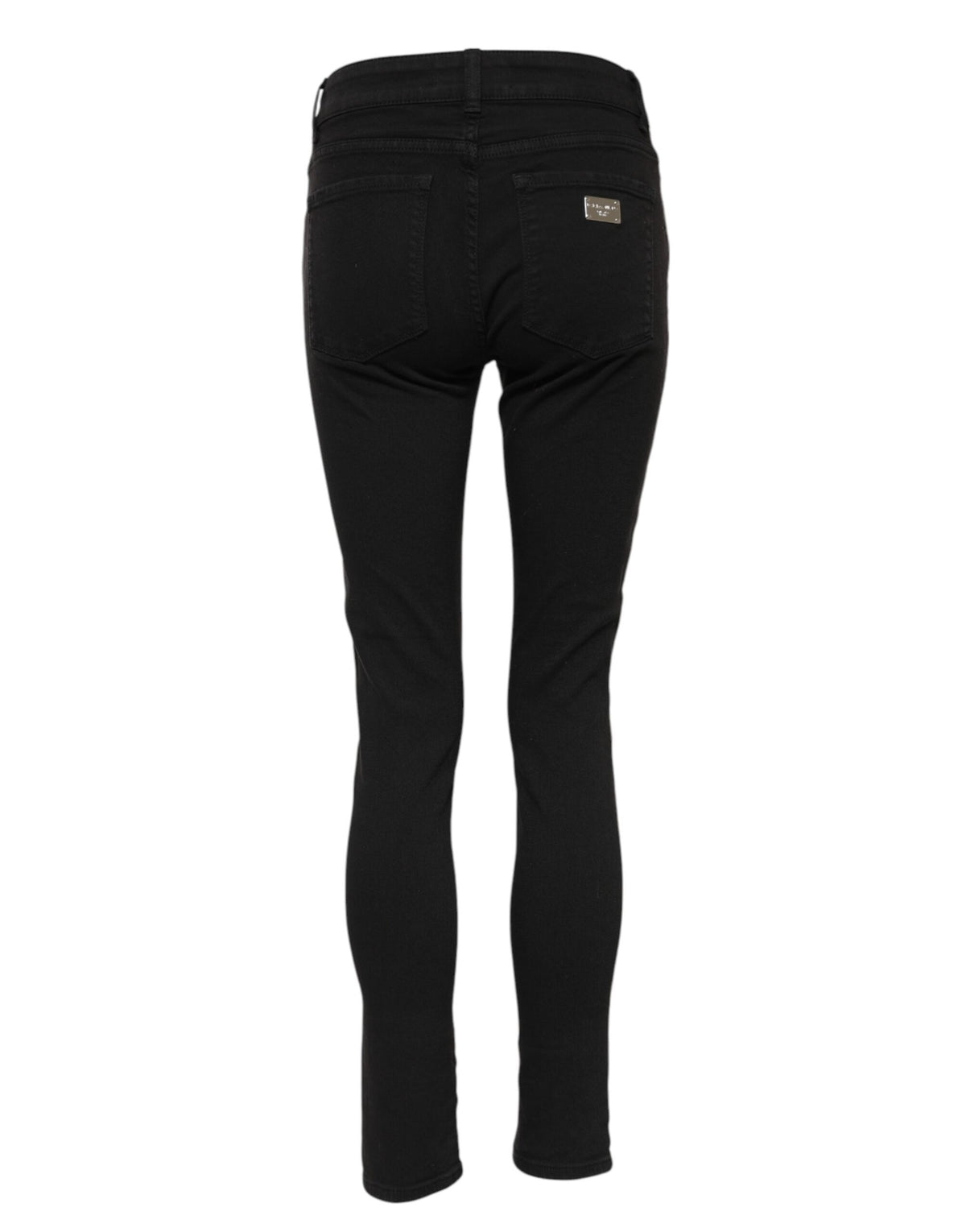 Dolce & Gabbana Schwarze Baumwolle Logo Skinny Mid Waist Denim Jeans