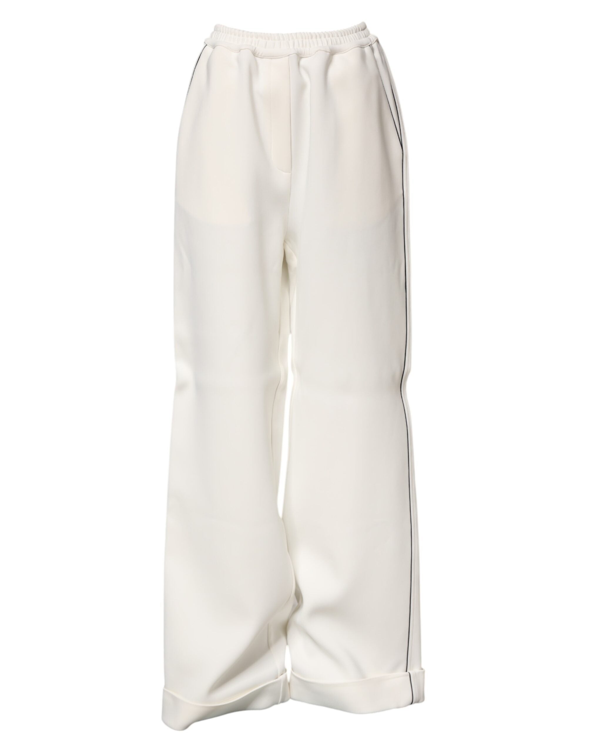 Dolce & Gabbana Weiße Viskose-Hose mit weitem Bein zum Anziehen