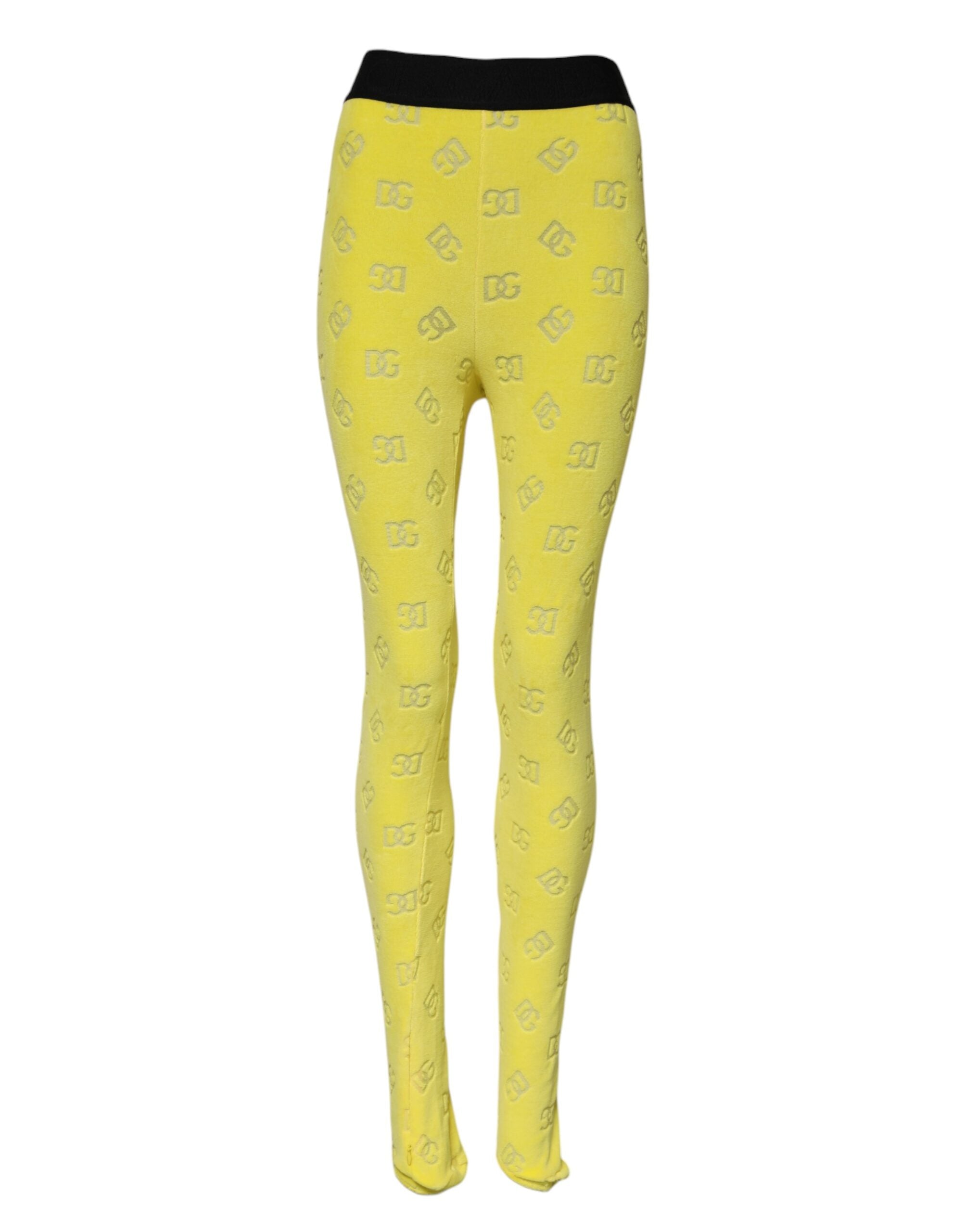 Dolce & Gabbana Gelbe Logo Slim Fit Leggings-Hose