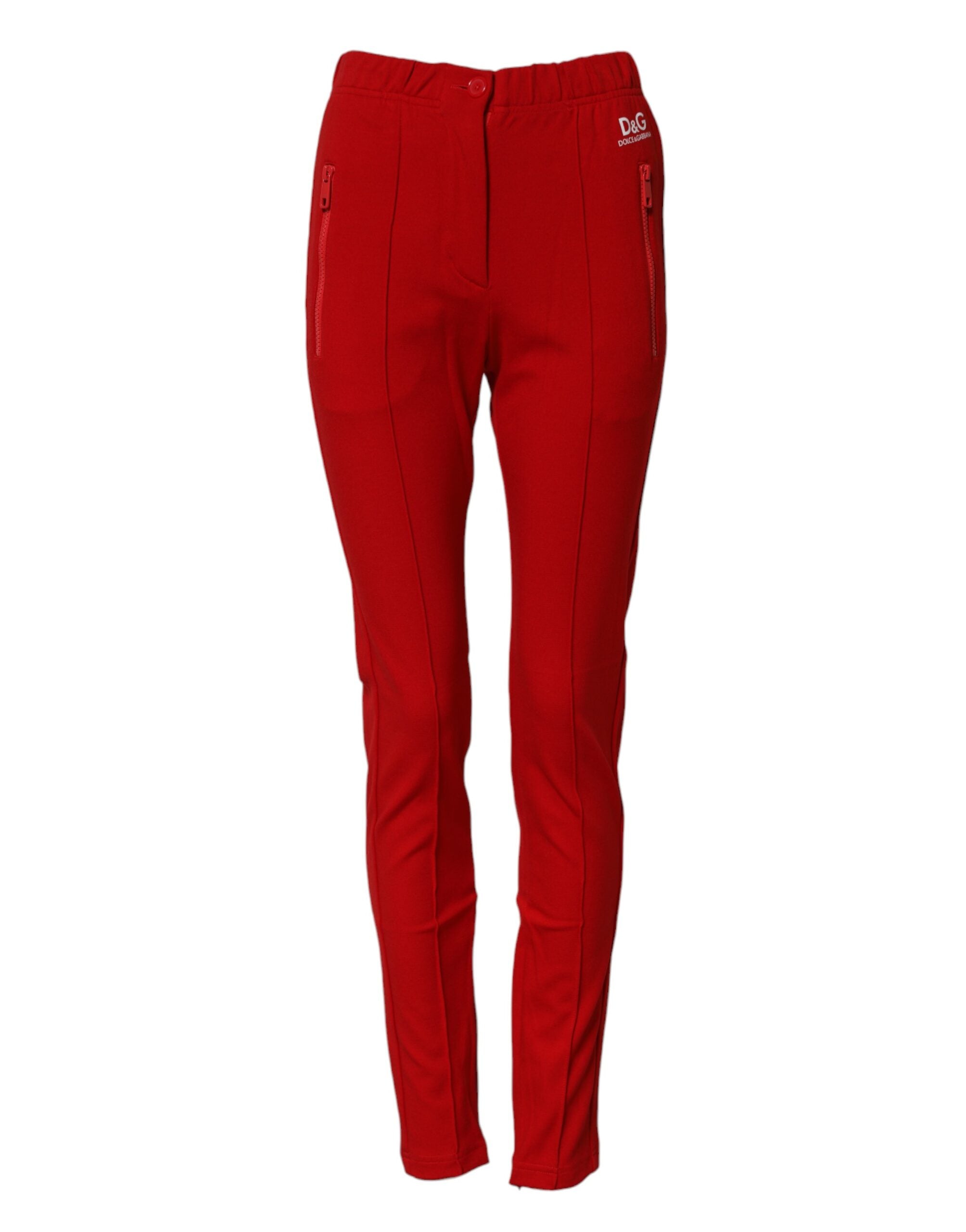 Dolce & Gabbana Rote Slim Fit-Hose mit mittlerer Taille