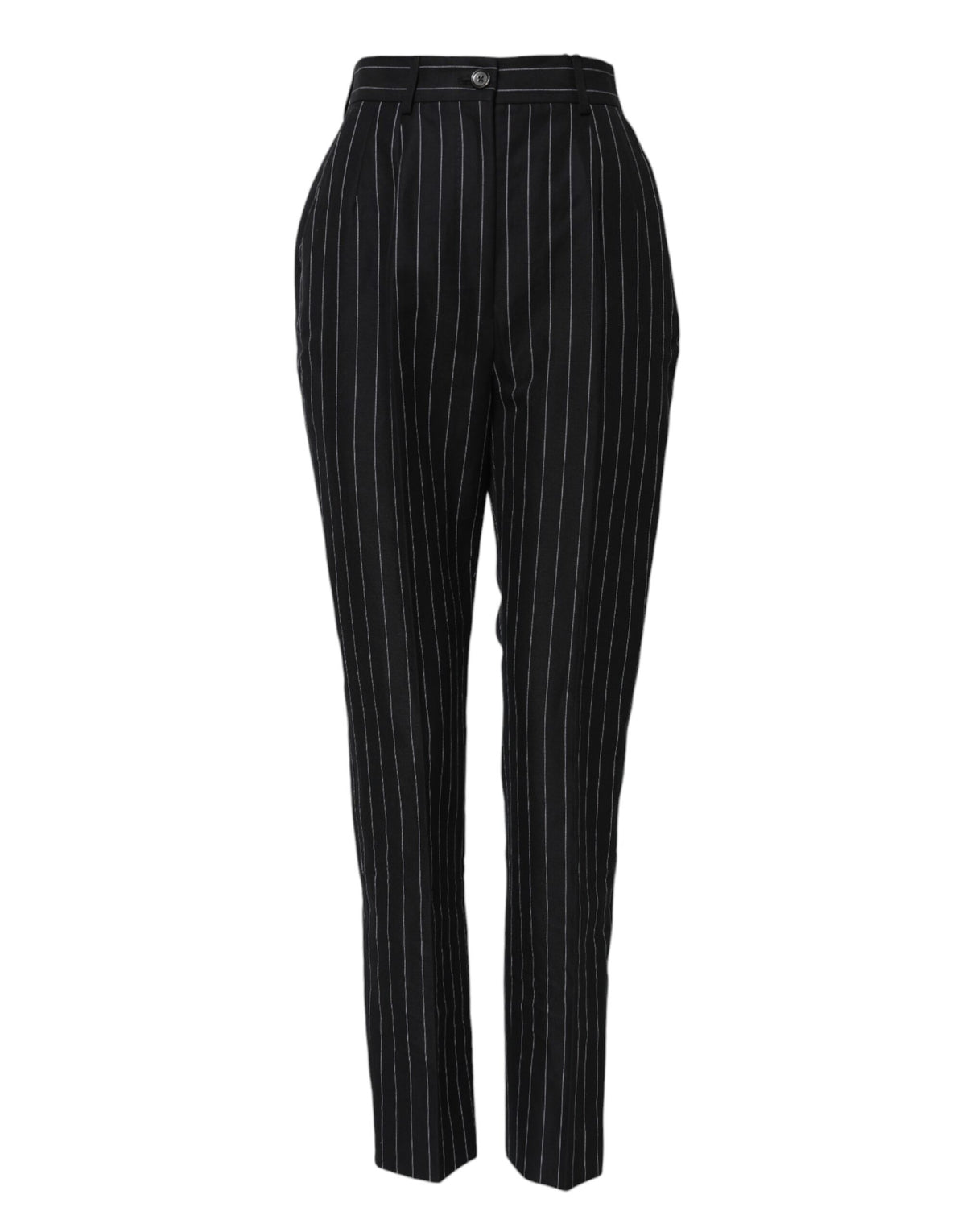 Dolce & Gabbana Schwarz gestreifte Tapered Pants mit hoher Taille