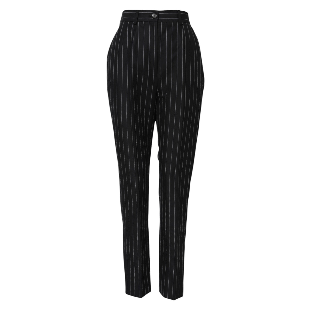 Dolce & Gabbana Schwarz gestreifte Tapered Pants mit hoher Taille