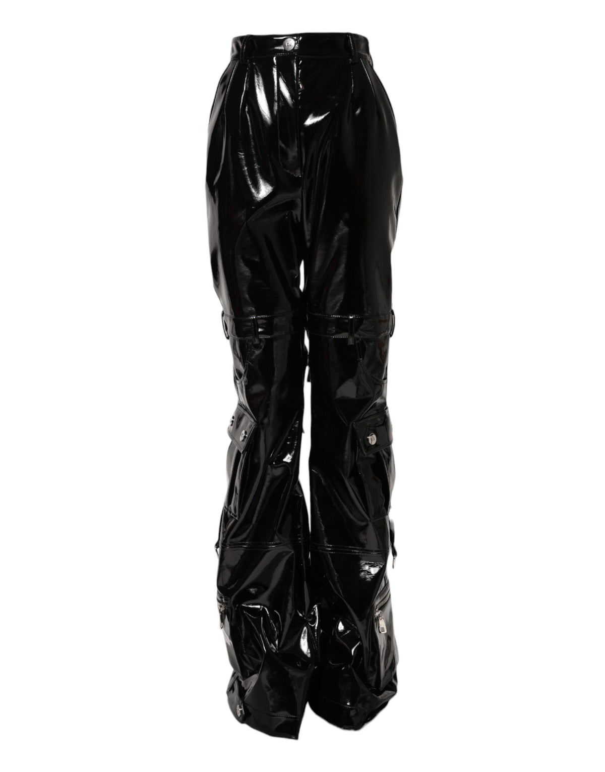 Dolce & Gabbana Schwarze Cargo-Bootcut-Hose mit hoher Taille