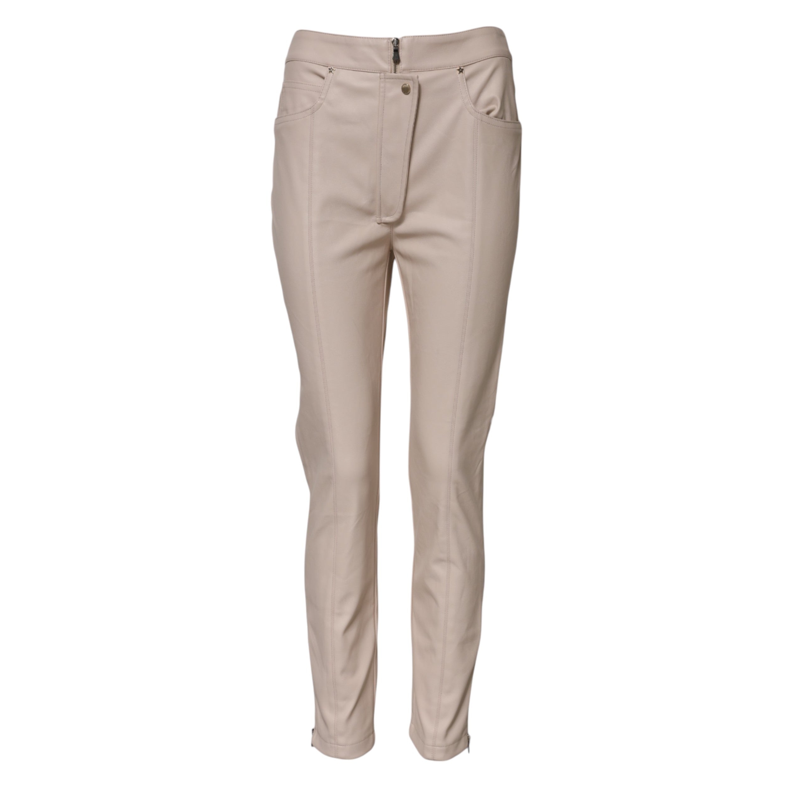 Elisabetta Franchi Beige Taillierte Hose mit hoher Taille