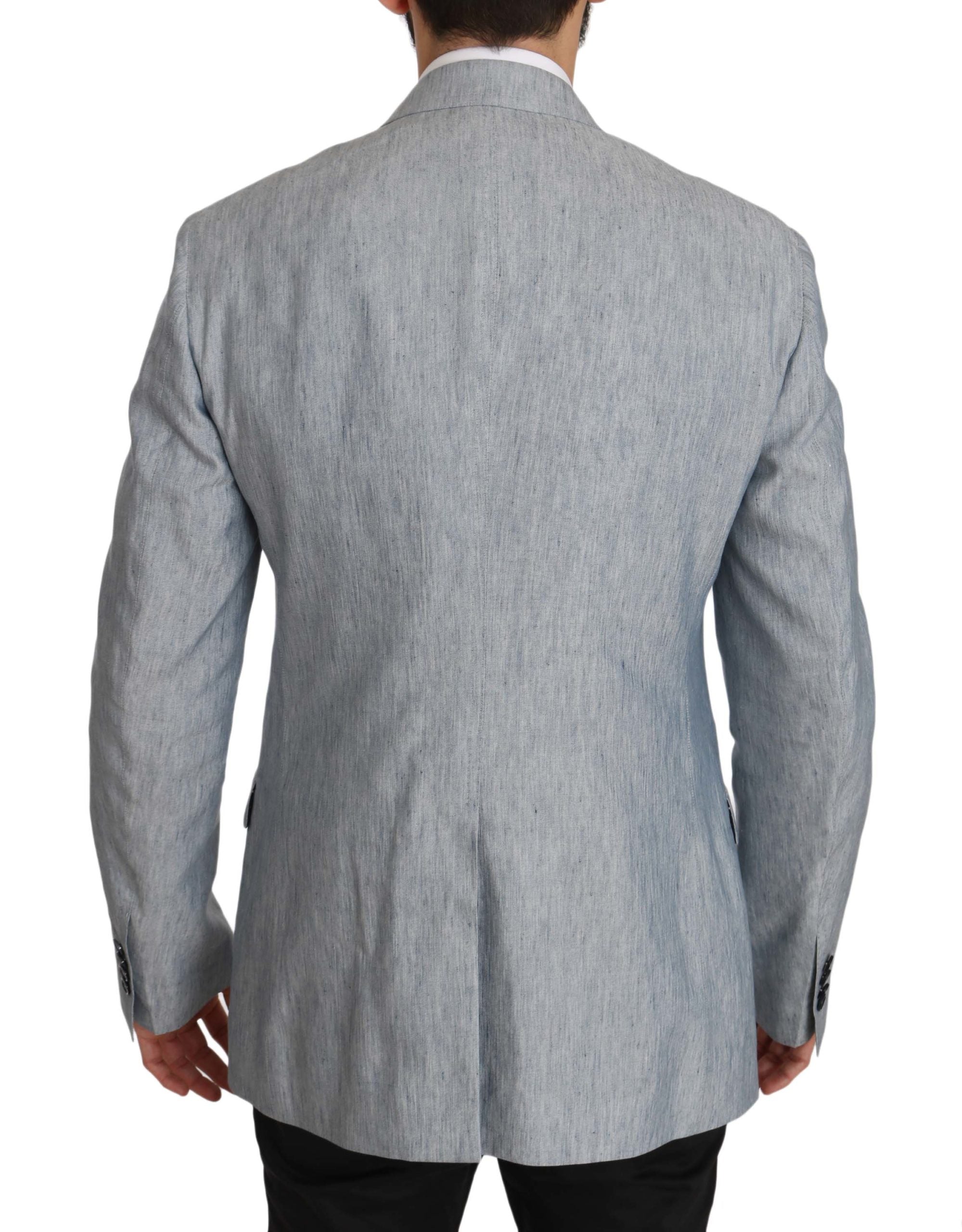 Dolce & Gabbana Blaue Flachsjacke NAPOLI Mantel Blazer
