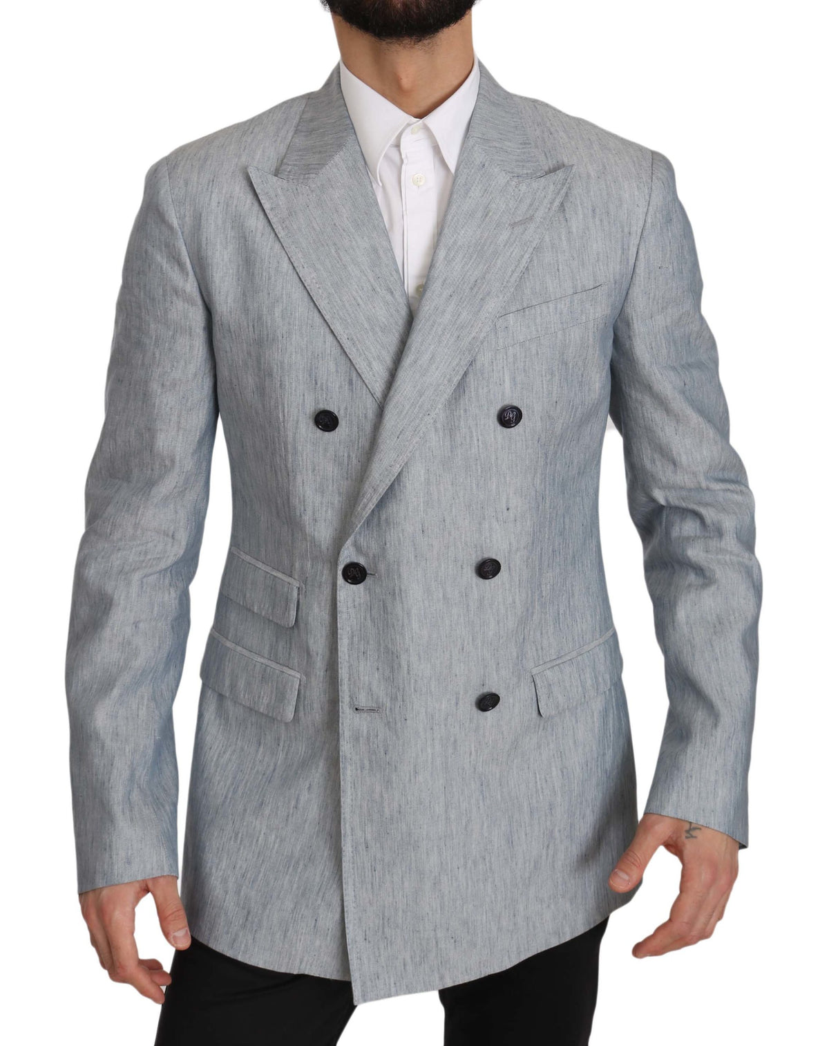 Dolce & Gabbana Blaue Flachsjacke NAPOLI Mantel Blazer