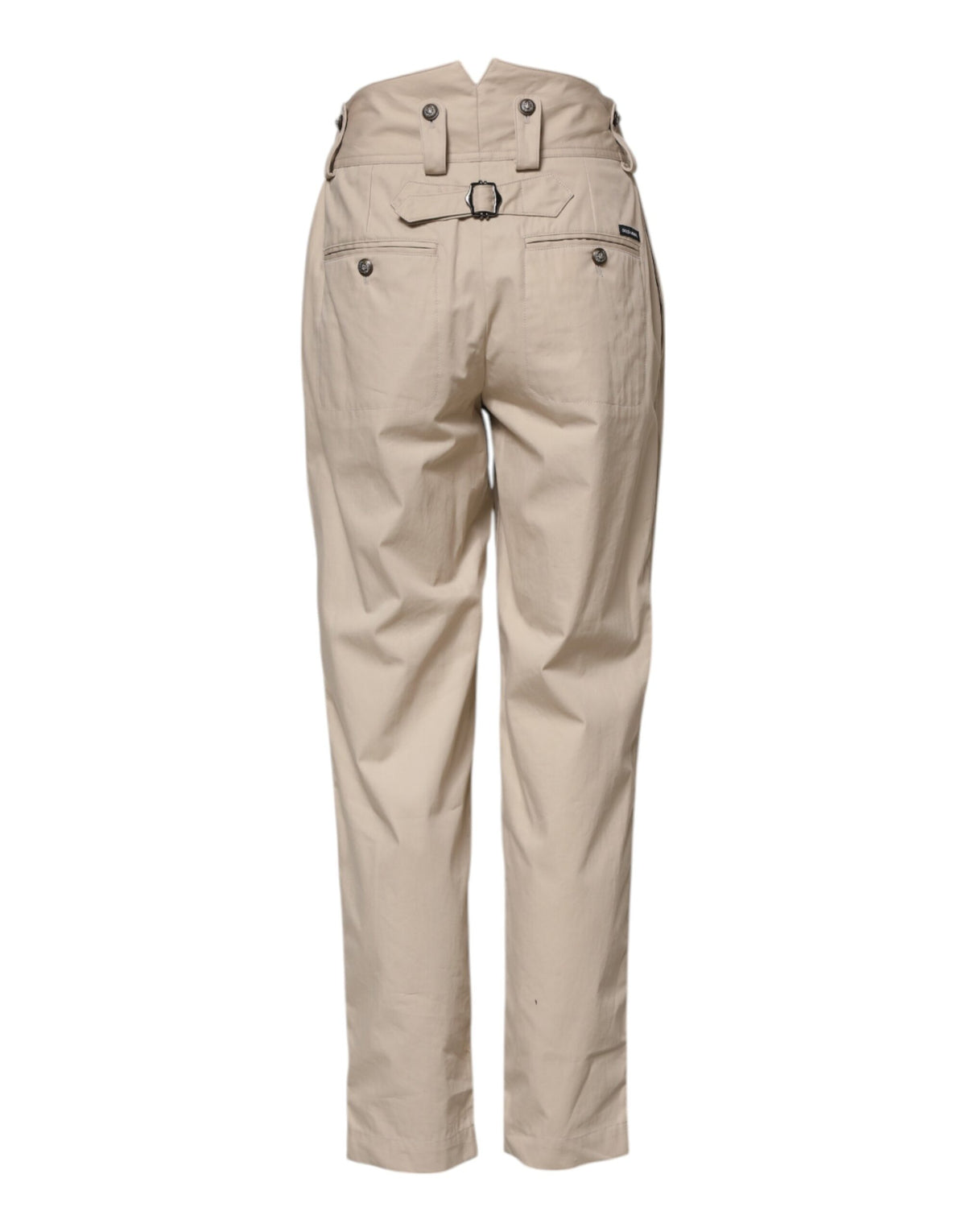 Dolce & Gabbana Beigefarbene Hose mit hoher Taille aus Baumwolle
