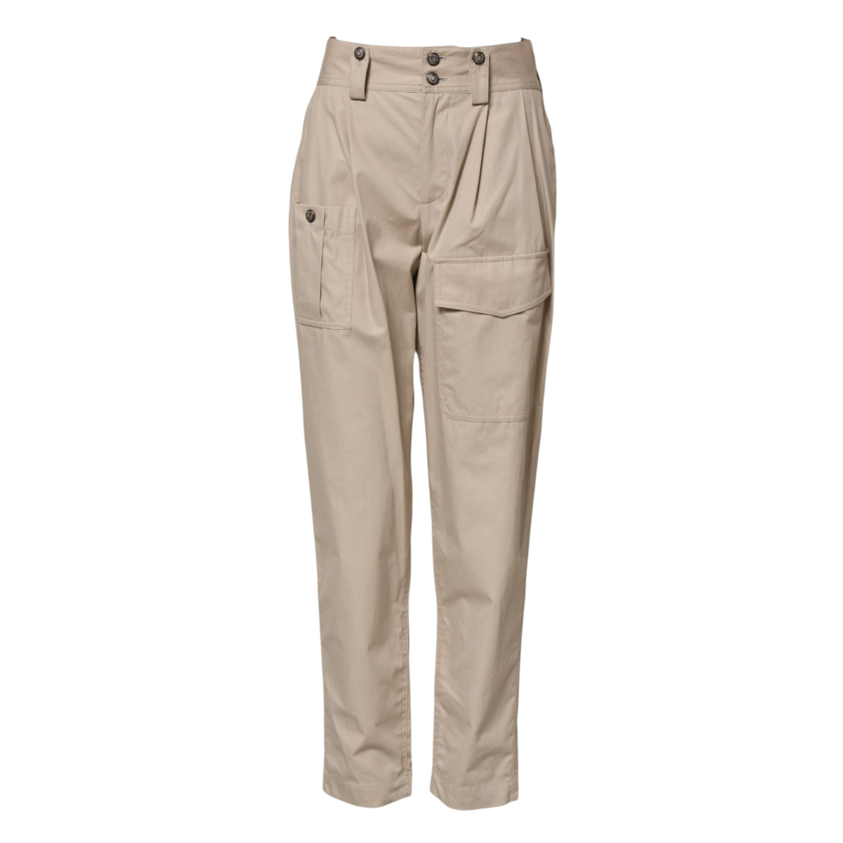 Dolce & Gabbana Beigefarbene Hose mit hoher Taille aus Baumwolle