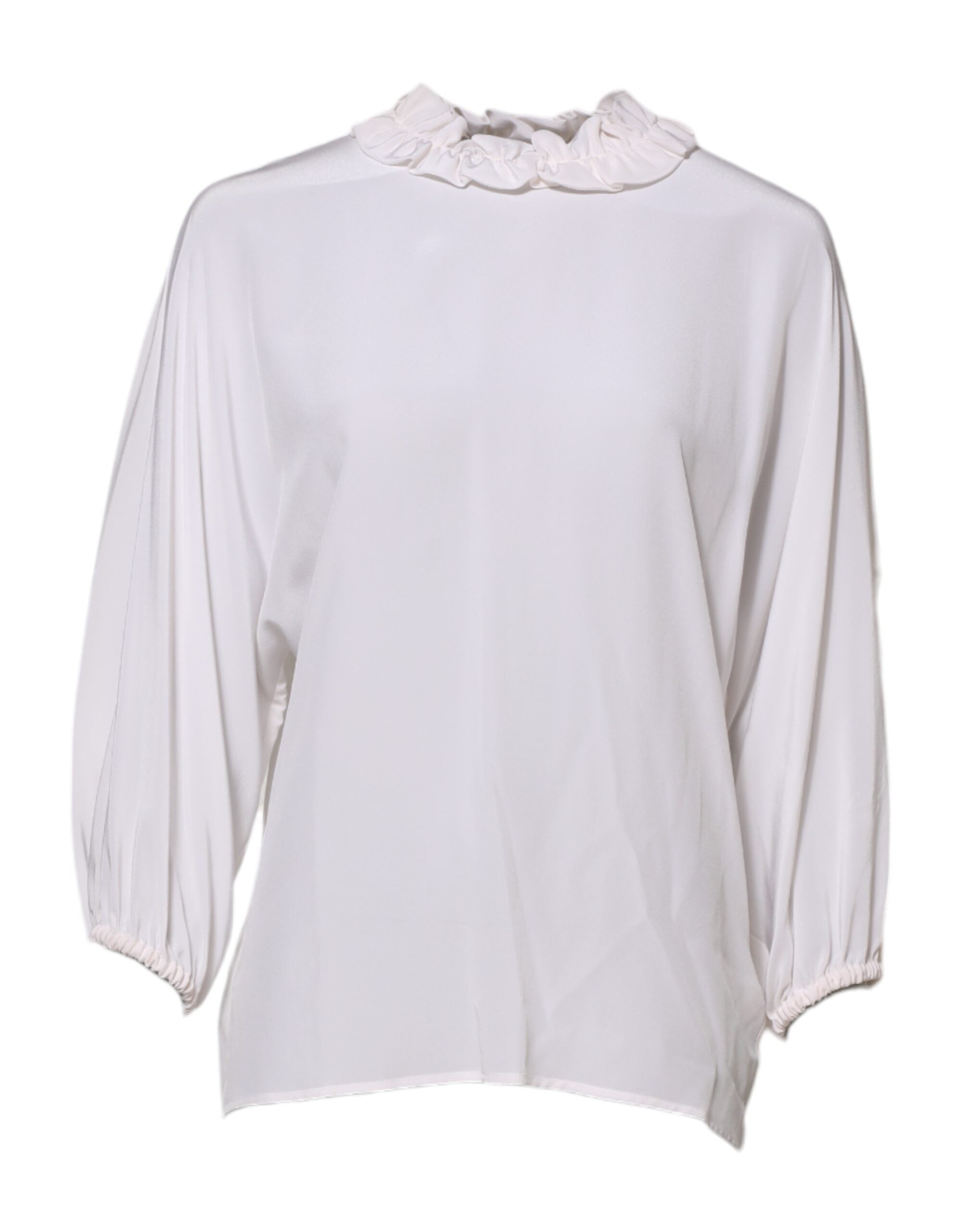 Dolce & Gabbana Weiße Bluse mit gerafftem Ausschnitt Pullover-Oberteil