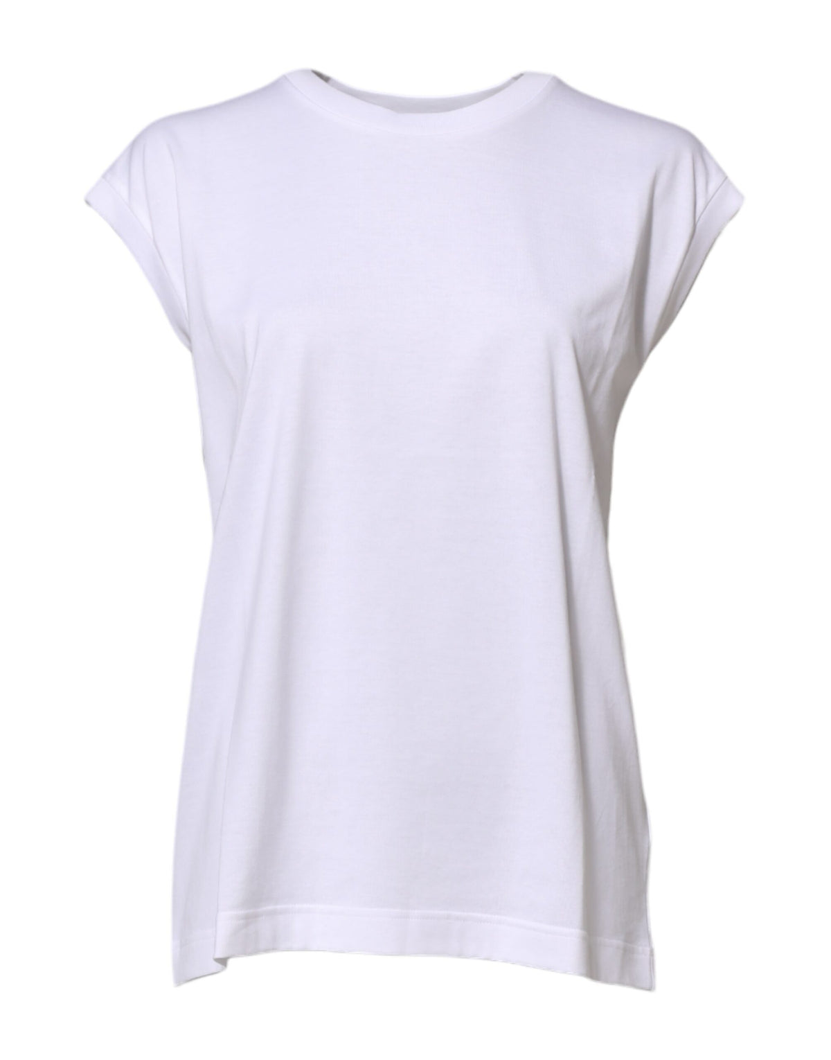 Dolce & Gabbana Weißes ärmelloses Baumwoll-Tank-T-Shirt für Frauen