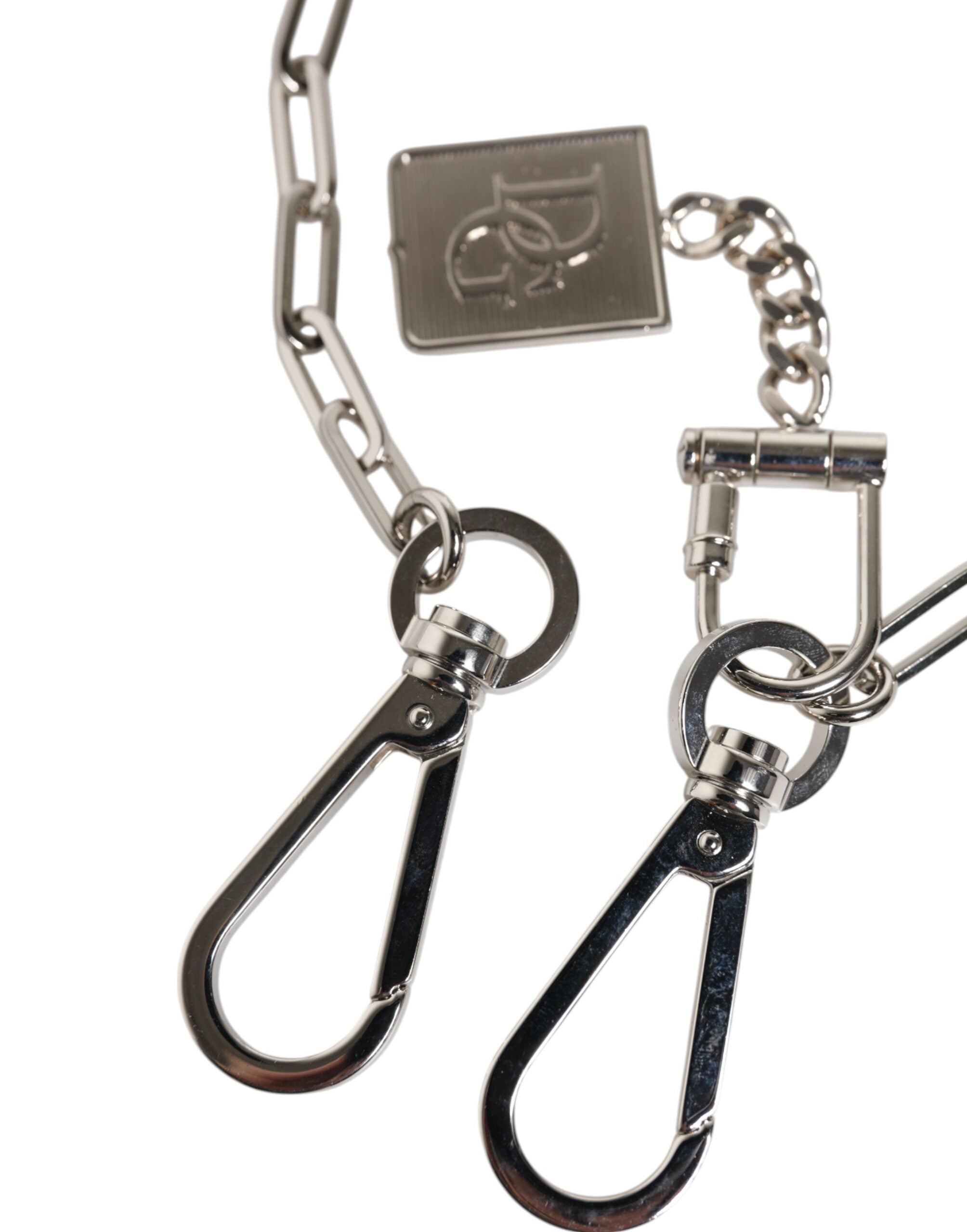 Dolce & Gabbana Silberfarbene Metallkette DG Charm Gürtel Schlüsselanhänger