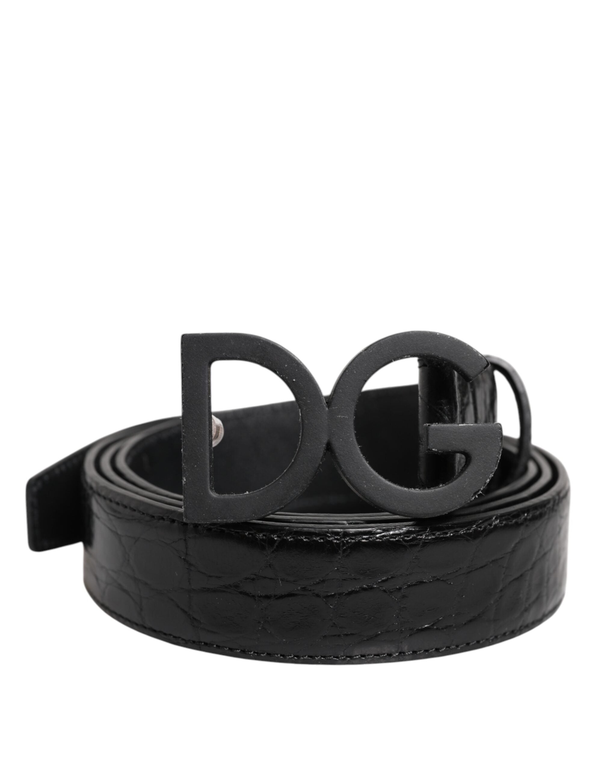 Dolce & Gabbana Schwarzes Leder Klassischer Metall DG Schnalle Gürtel