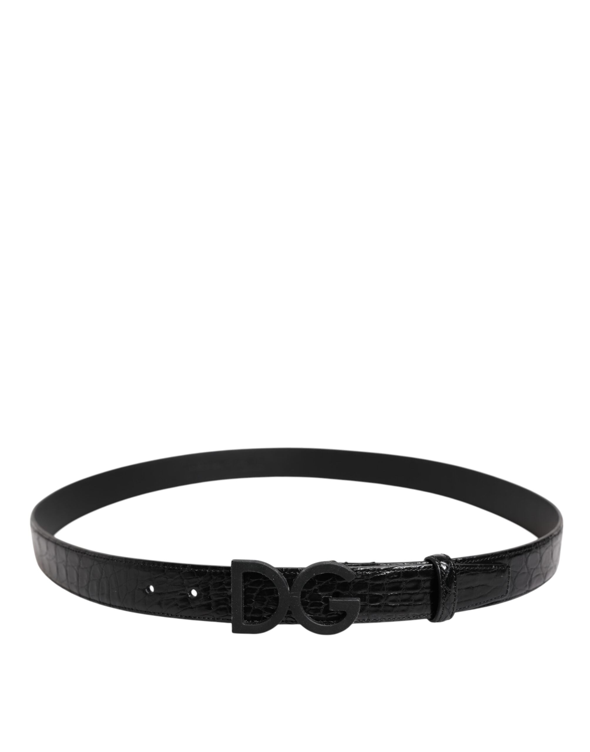 Dolce & Gabbana Schwarzes Leder Klassischer Metall DG Schnalle Gürtel