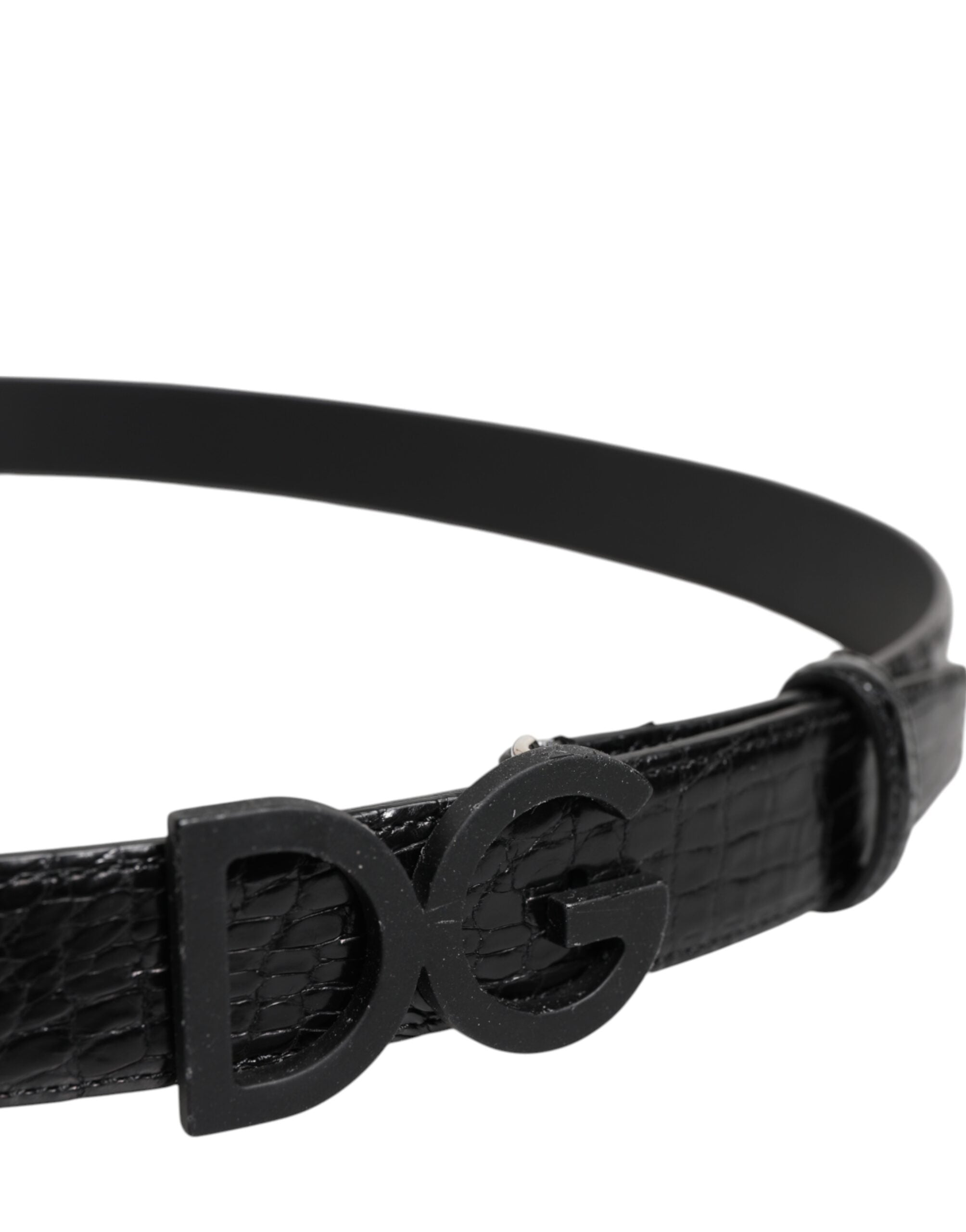 Dolce & Gabbana Schwarzes Leder Klassischer Metall DG Schnalle Gürtel