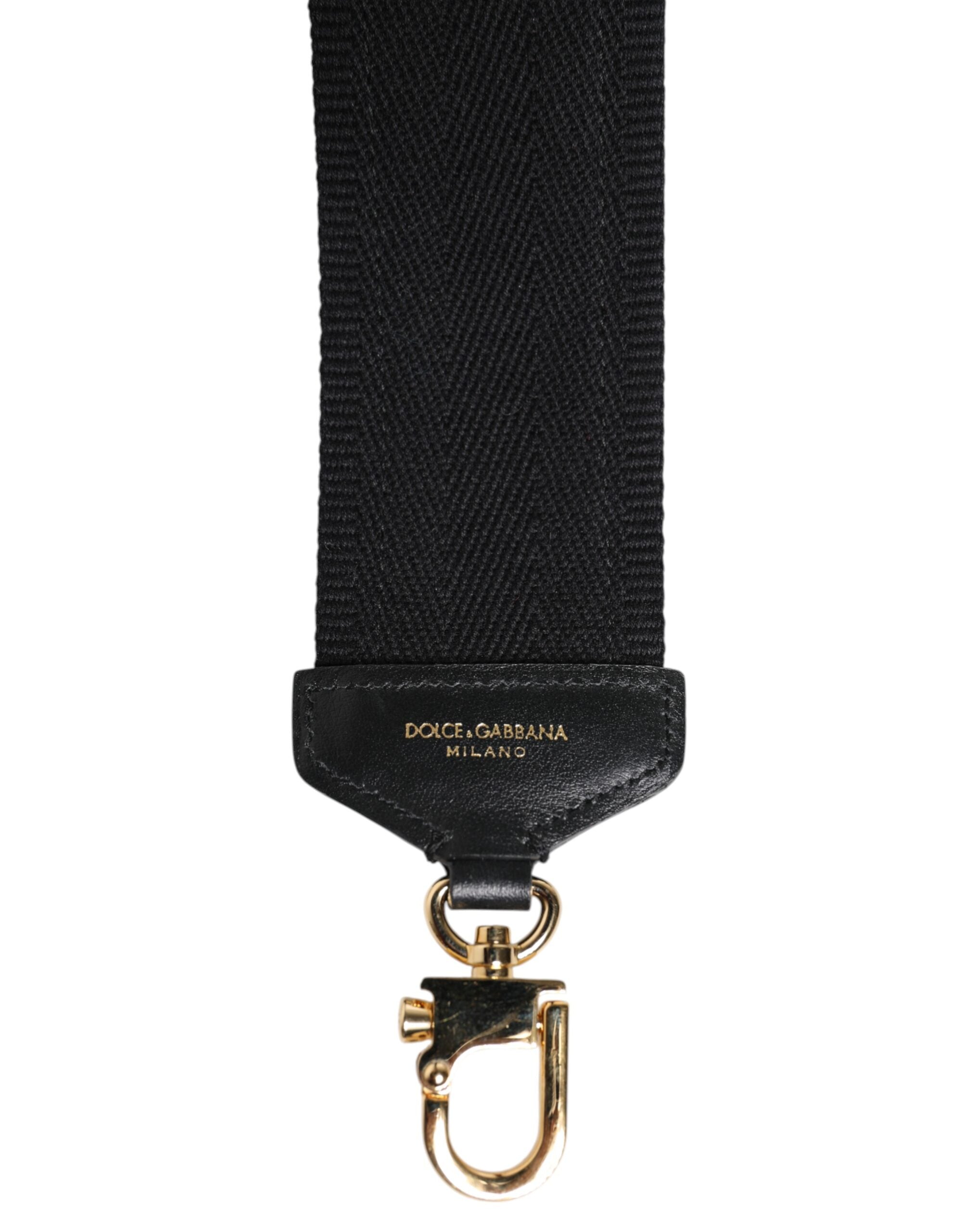 Dolce & Gabbana Schwarz Baumwolle Bedruckte Frauen Tasche Accessoire Schulterriemen