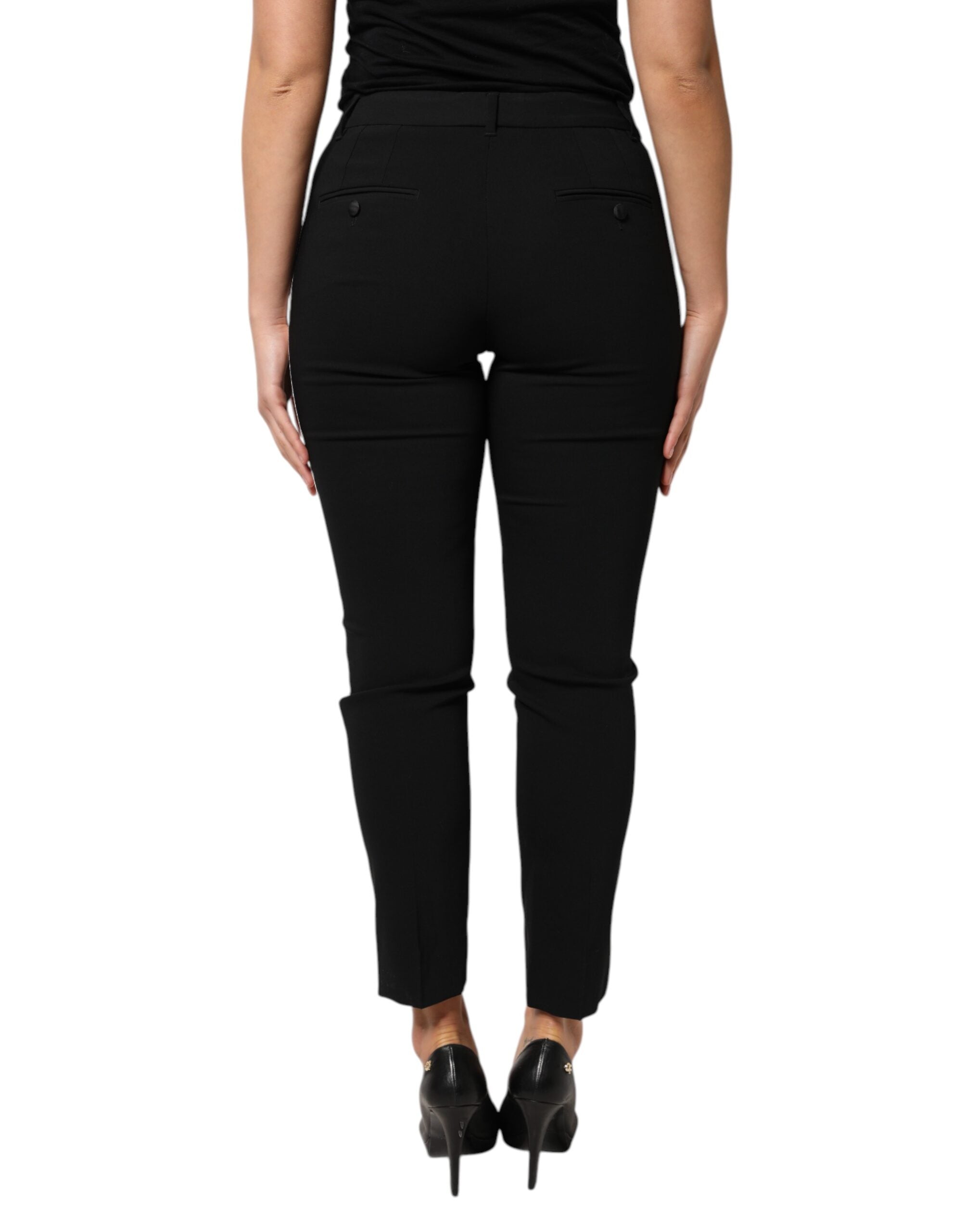 Dolce & Gabbana Schwarze taillierte Hose aus Wolle