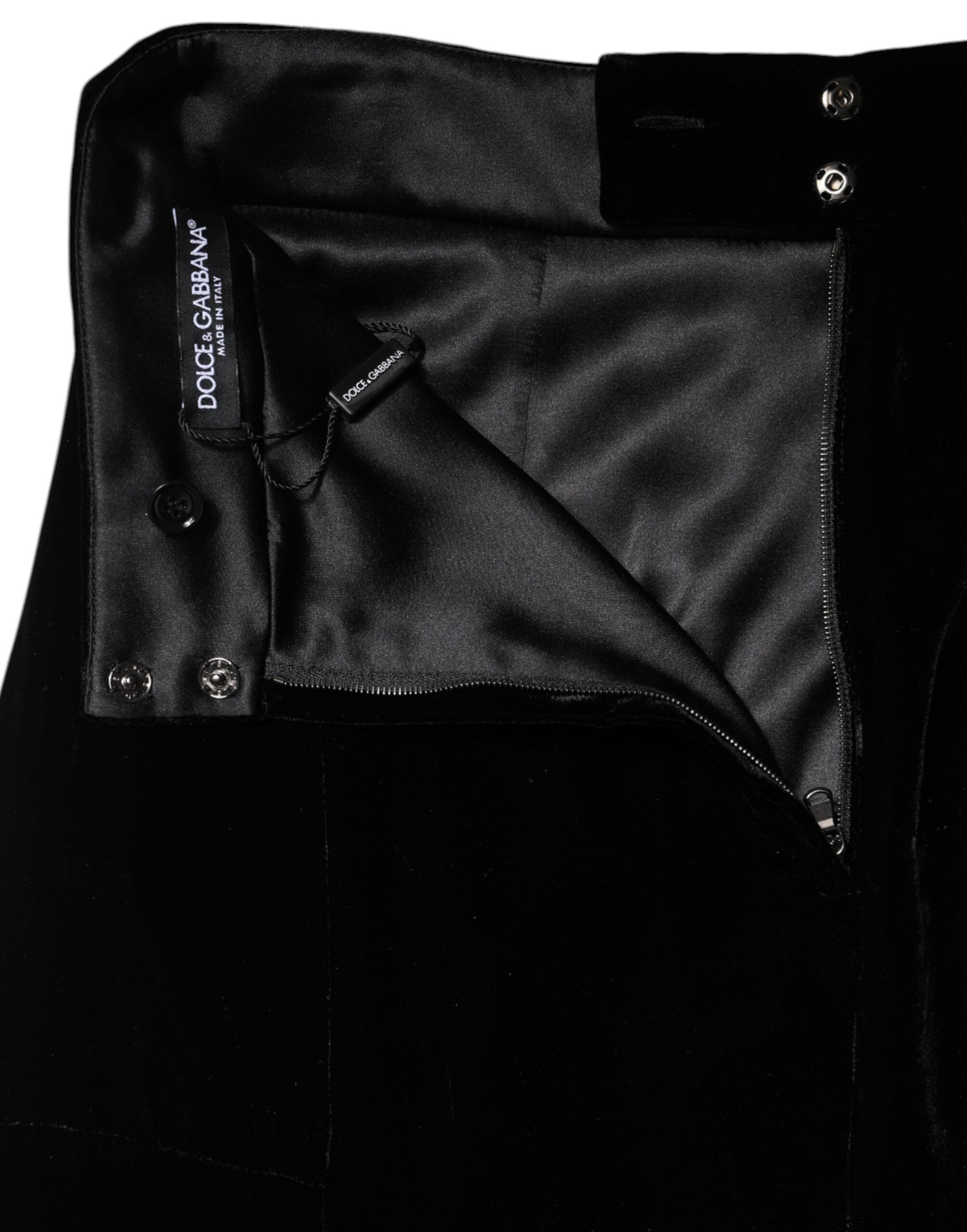 Dolce & Gabbana Schwarzer Midirock mit hoher Taille und ausgestellter Passform