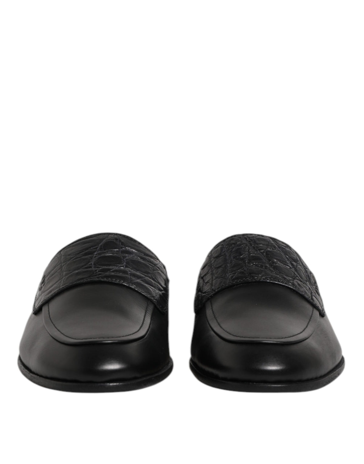 Dolce & Gabbana Schwarze Kalbsleder Slipper Schuhe