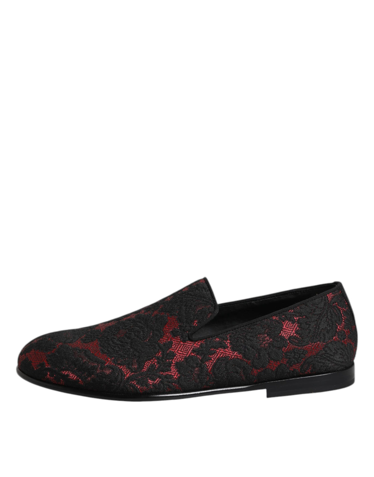 Dolce & Gabbana Rot Schwarz Jacquard Slip On Männer Loafers Schuhe