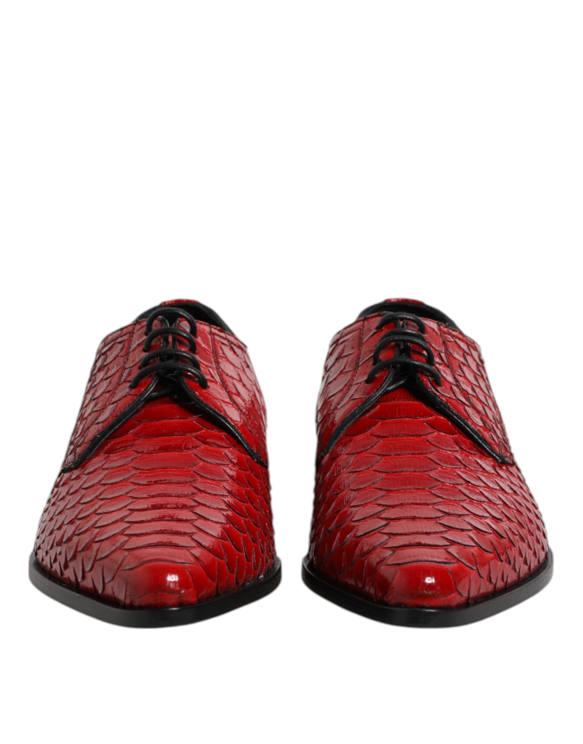 Dolce & Gabbana Rote Exotische Leder Schnürschuhe Dress Derby Schuhe