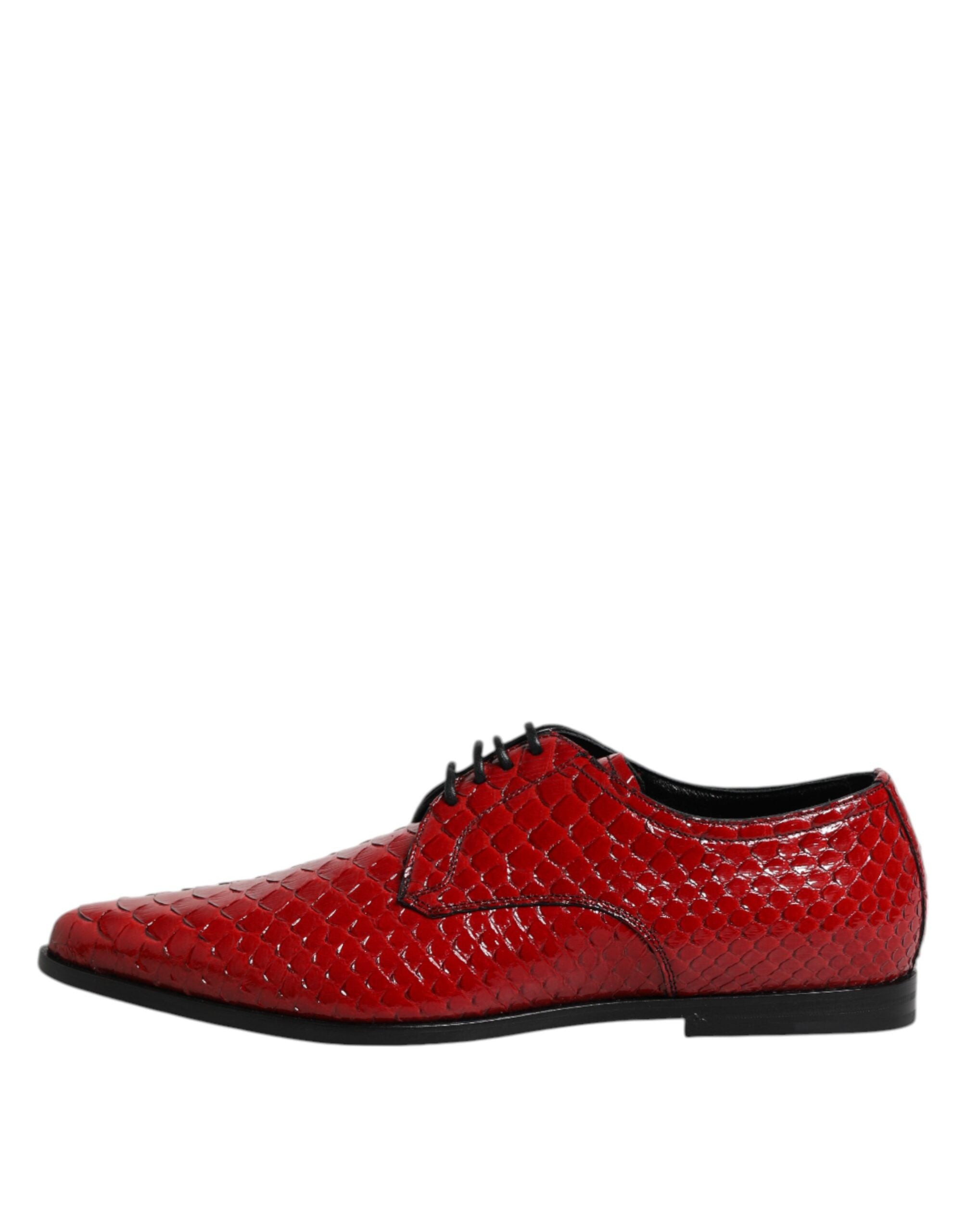 Dolce & Gabbana Rote Exotische Leder Schnürschuhe Dress Derby Schuhe