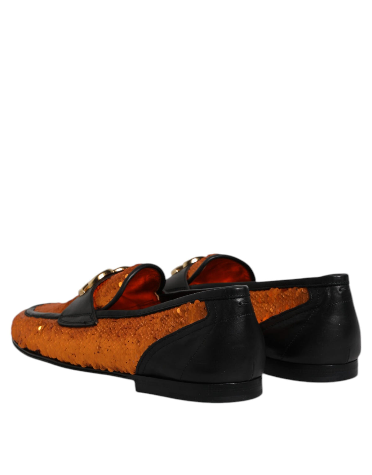 Dolce & Gabbana Orange Pailletten verschönert Männer Loafers Schuhe