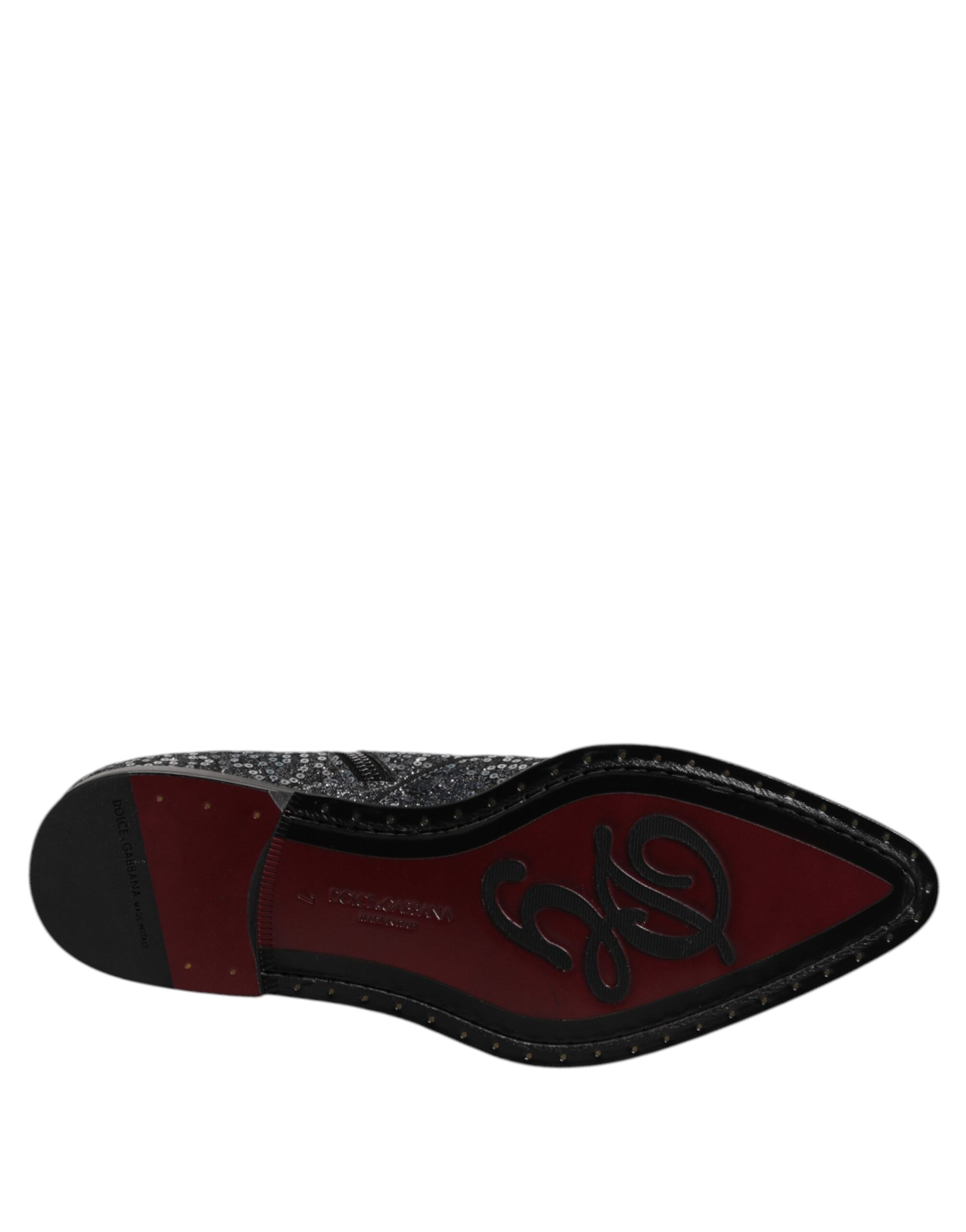 Dolce & Gabbana Dunkelgraue Baumwolle Pailletten Chelsea Boots Schuhe