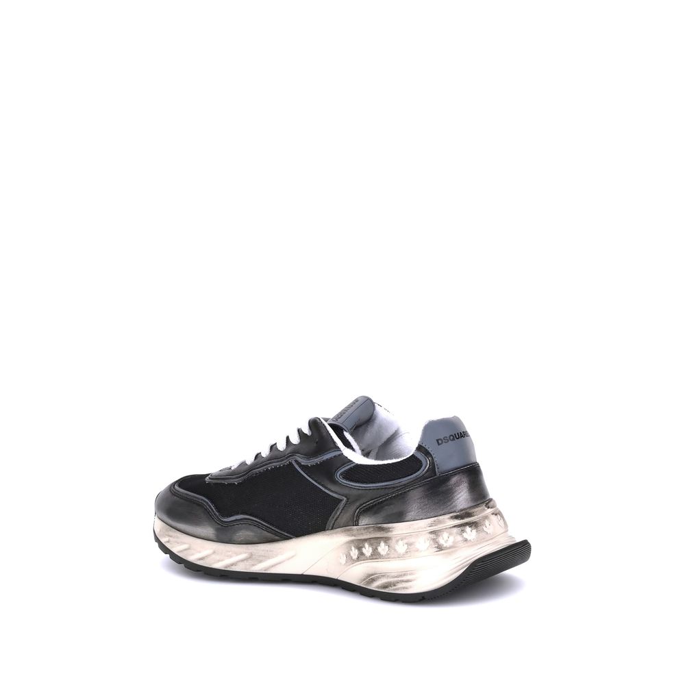 Dsquared² Schwarze Bos Taurus Kalbsleder Sneaker