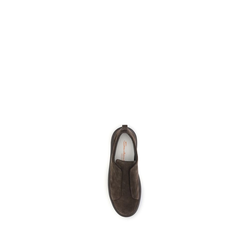 Santoni Braune Kalbsleder Bos Taurus Low Top Sneaker