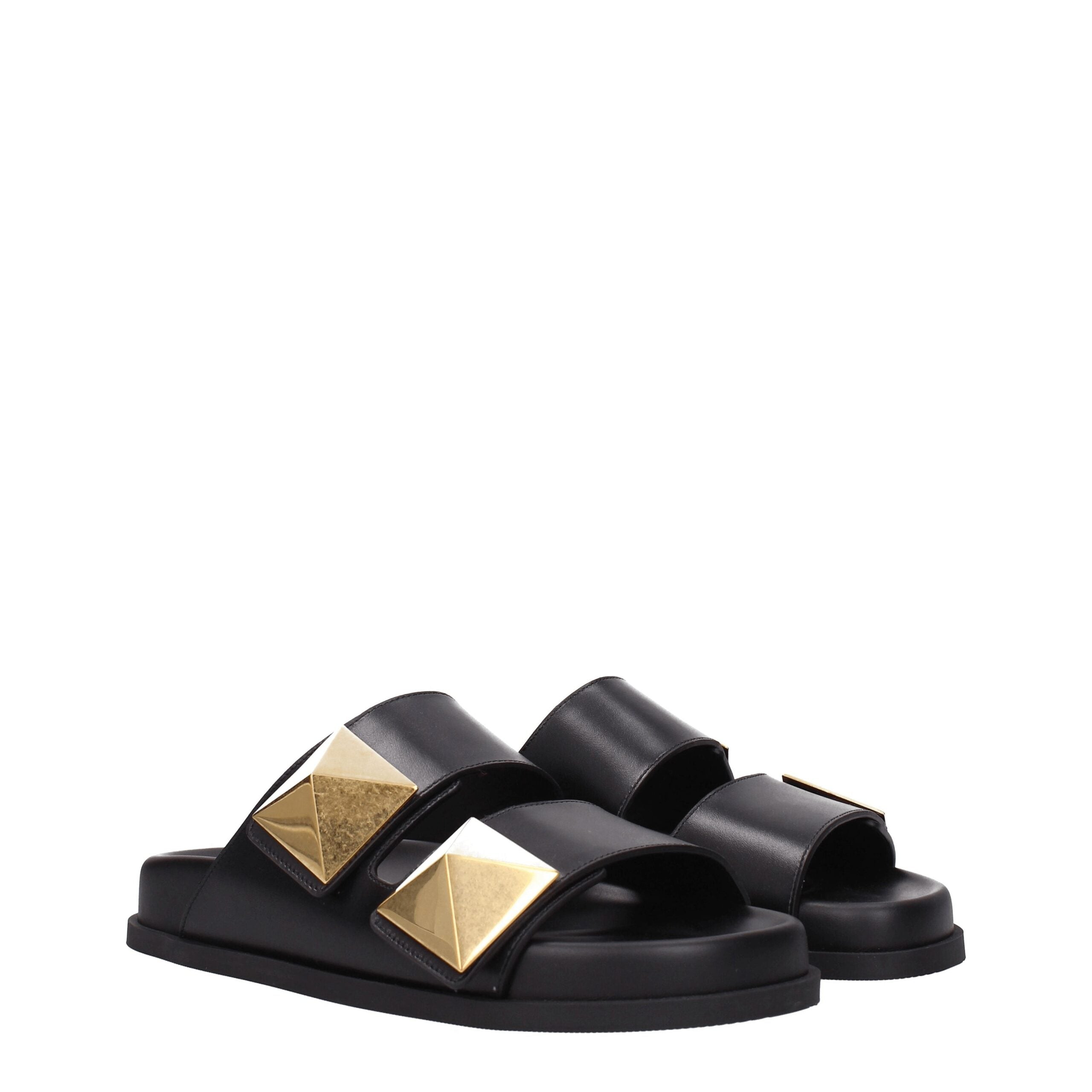 Valentino Garavani Schwarze Leder-Slipper
