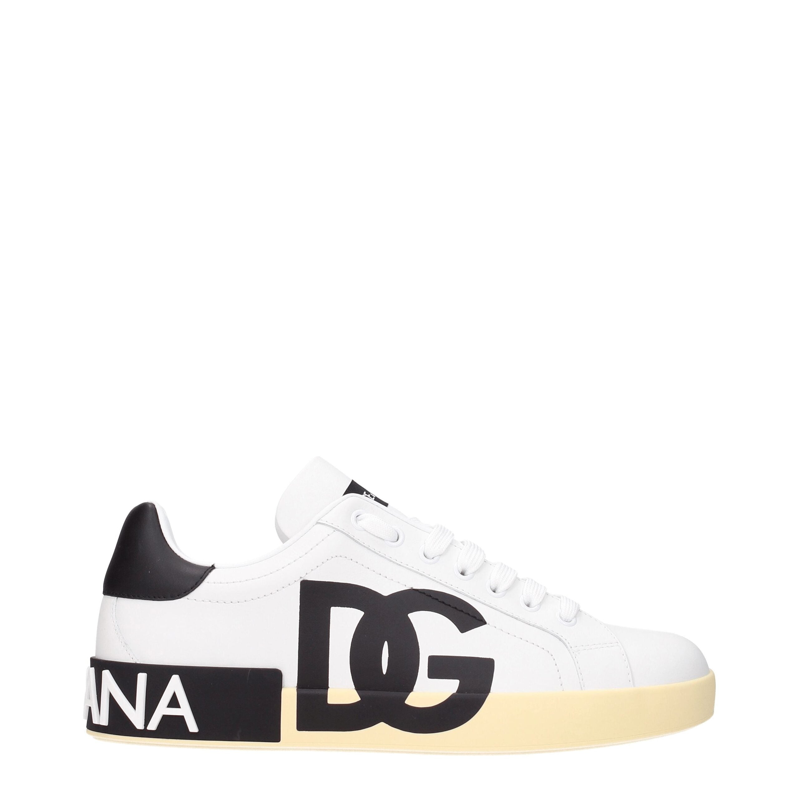 Dolce & Gabbana Weiße Low-Top-Sneaker aus Leder